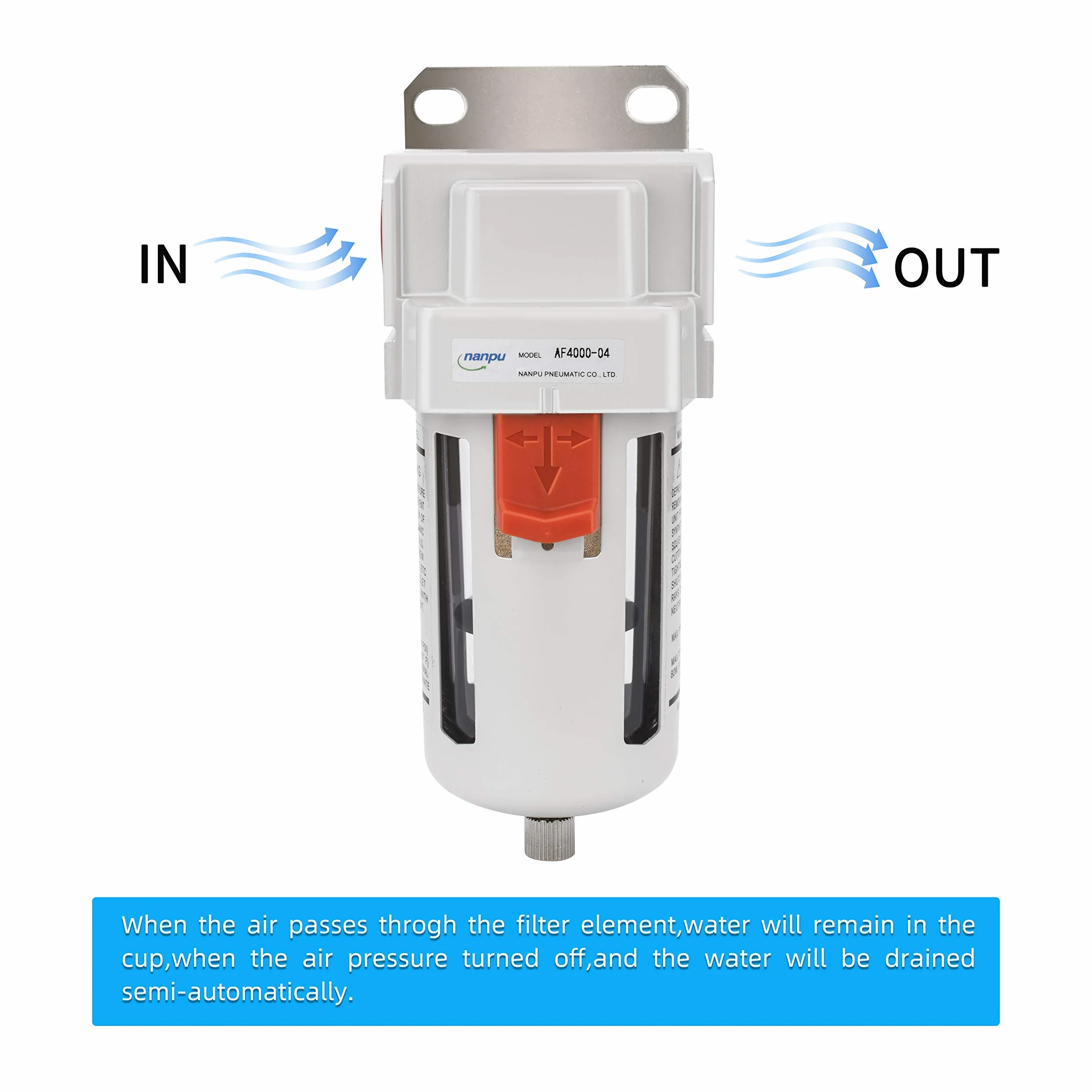 NANPU Filtro de Aire Comprimido 1/2" BSP 5 μm Latón 10 bar