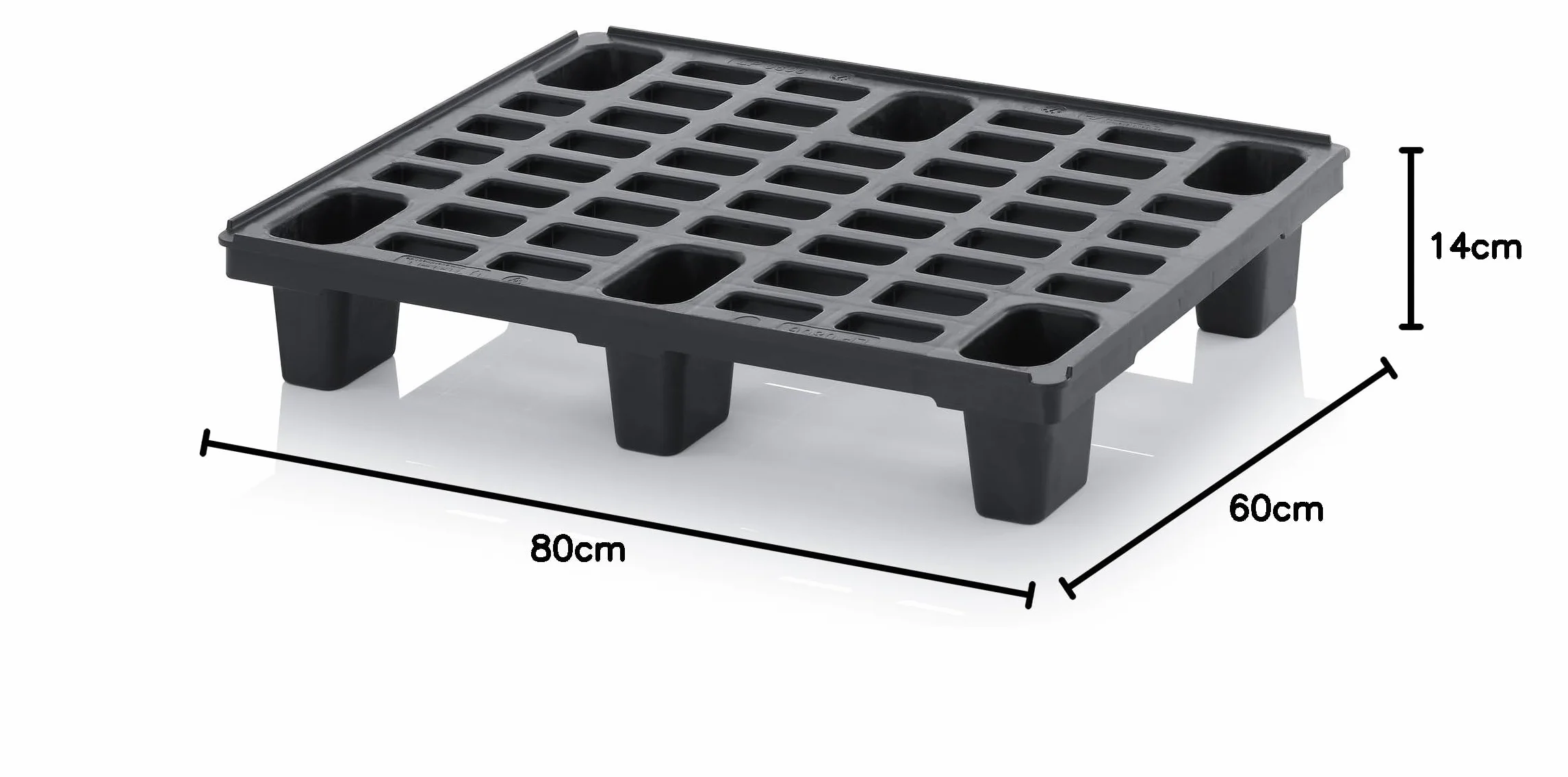 5x Leichtpalette 80x60 Kunststoffpalette im 1/2-Europaletten Maß inkl. gratis Zollstock * Halbe Palette, 5er Set