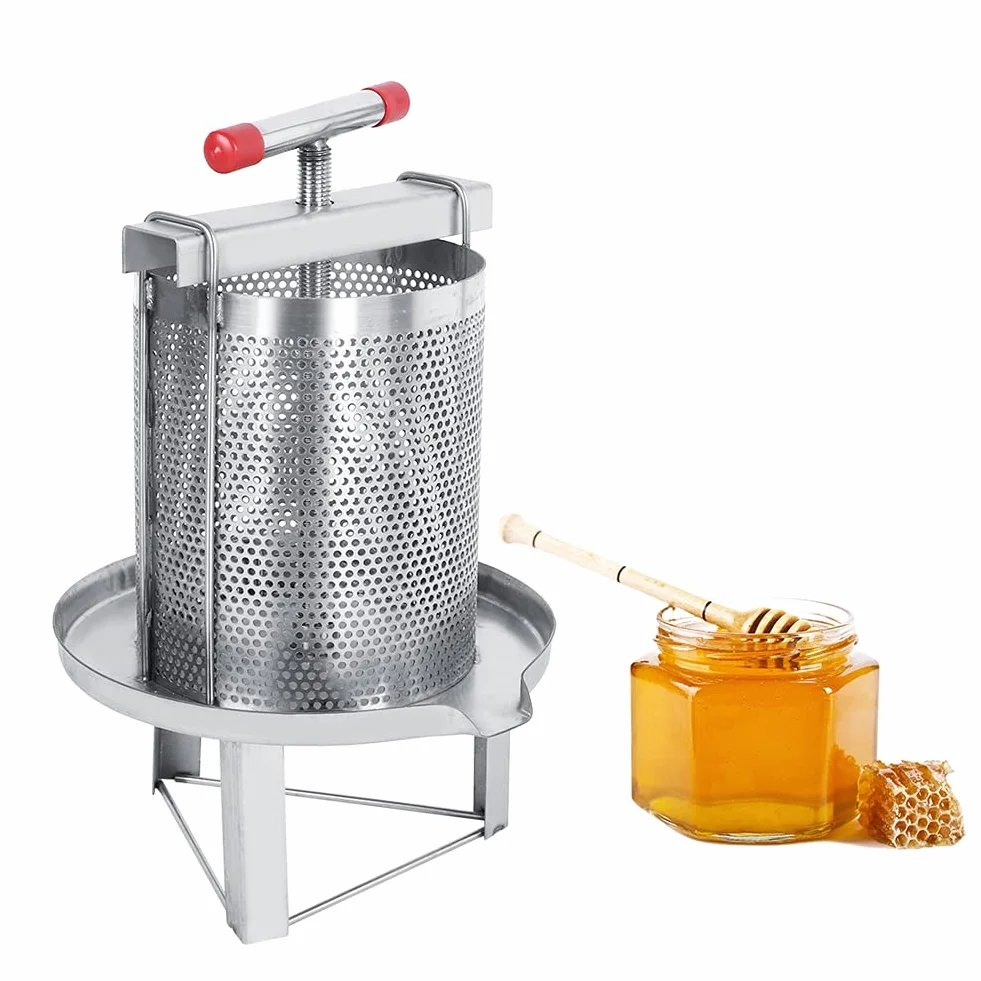 Yctze Manual de Acero Inoxidable Manual de Miel y Herramienta de Prensa de Cera para Apicultura con filtro: Miel Doméstica Multifuncional y Extractor de Cera