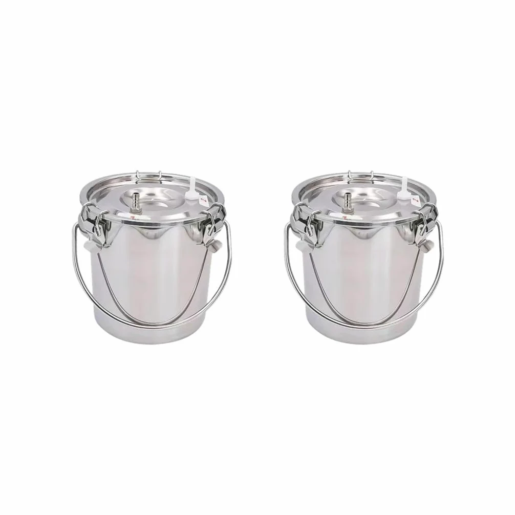 Juego de 2 cubos de ordeñadora para ordeñadora, para vaca, oveja, caballo, 3 L, plateado