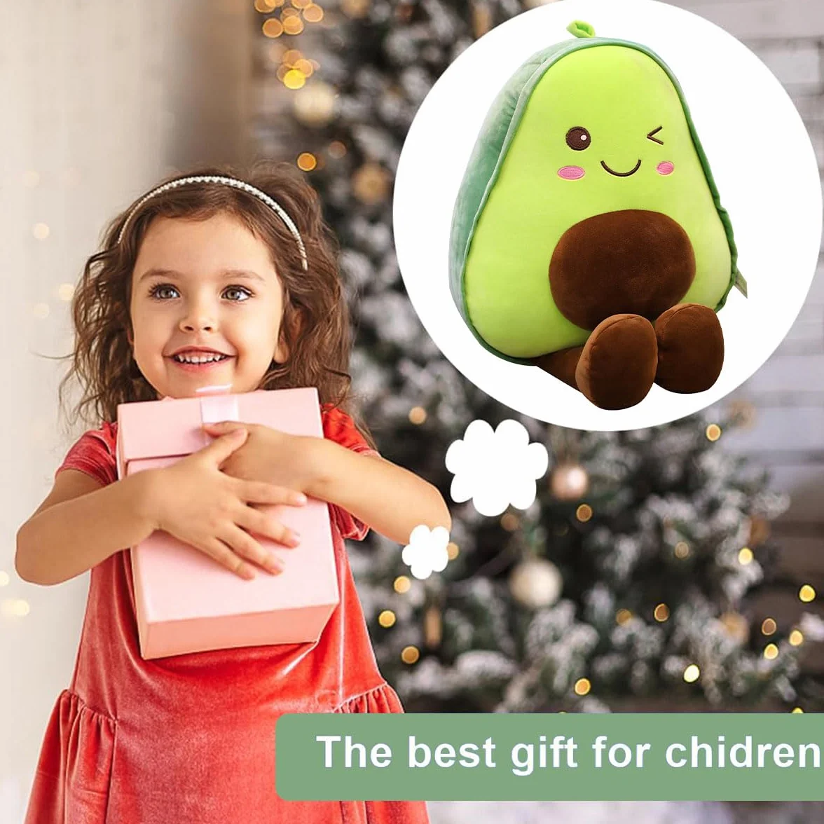Muñeca Peluche Aguacate, Almohada Suave y Esponjoso, Cojín de Frutas, Regalo para Niños