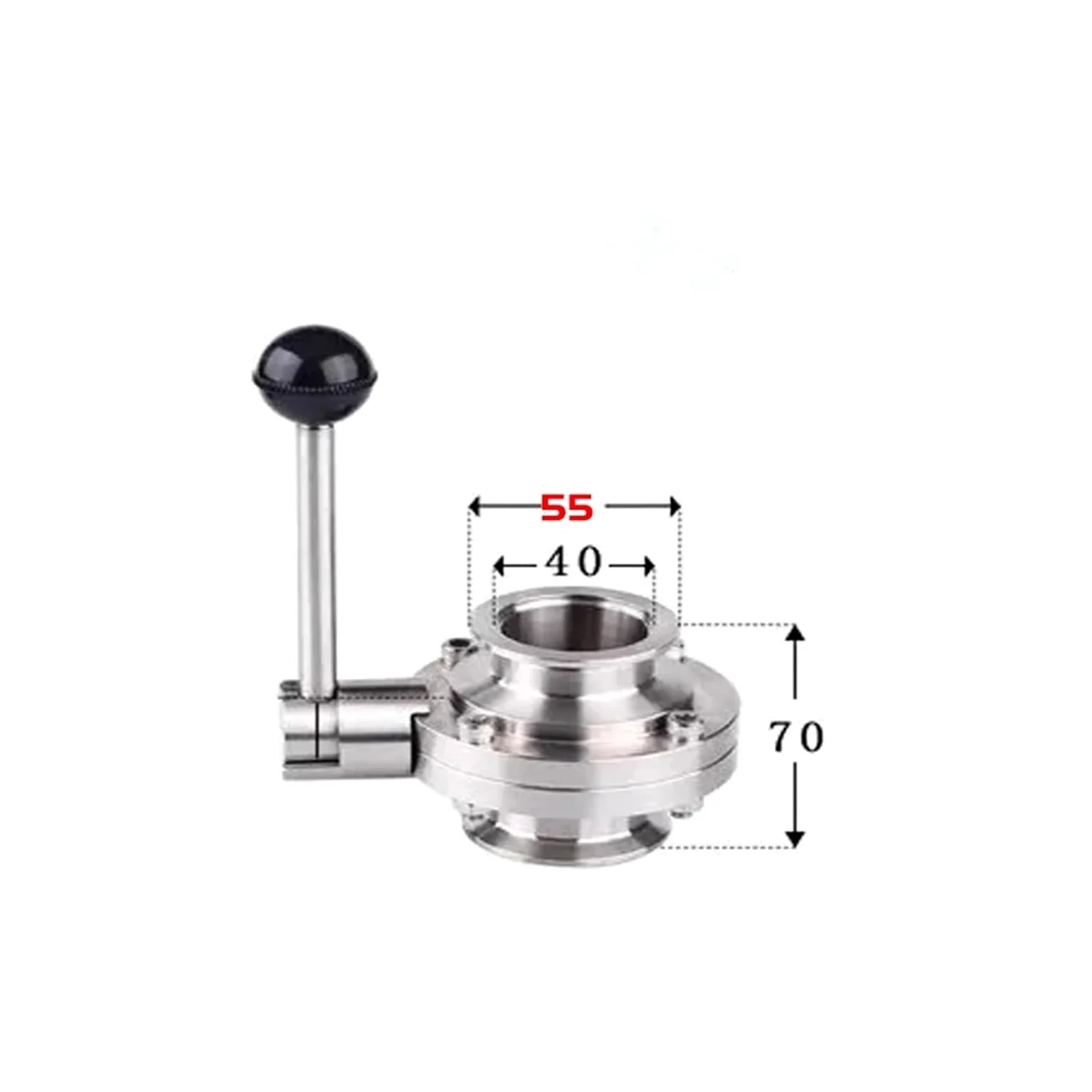 Válvula de Mariposa de vacío de Acero Inoxidable SS304 KF25 KF40 KF50 con Sellado Manual de Silicona(KF40)