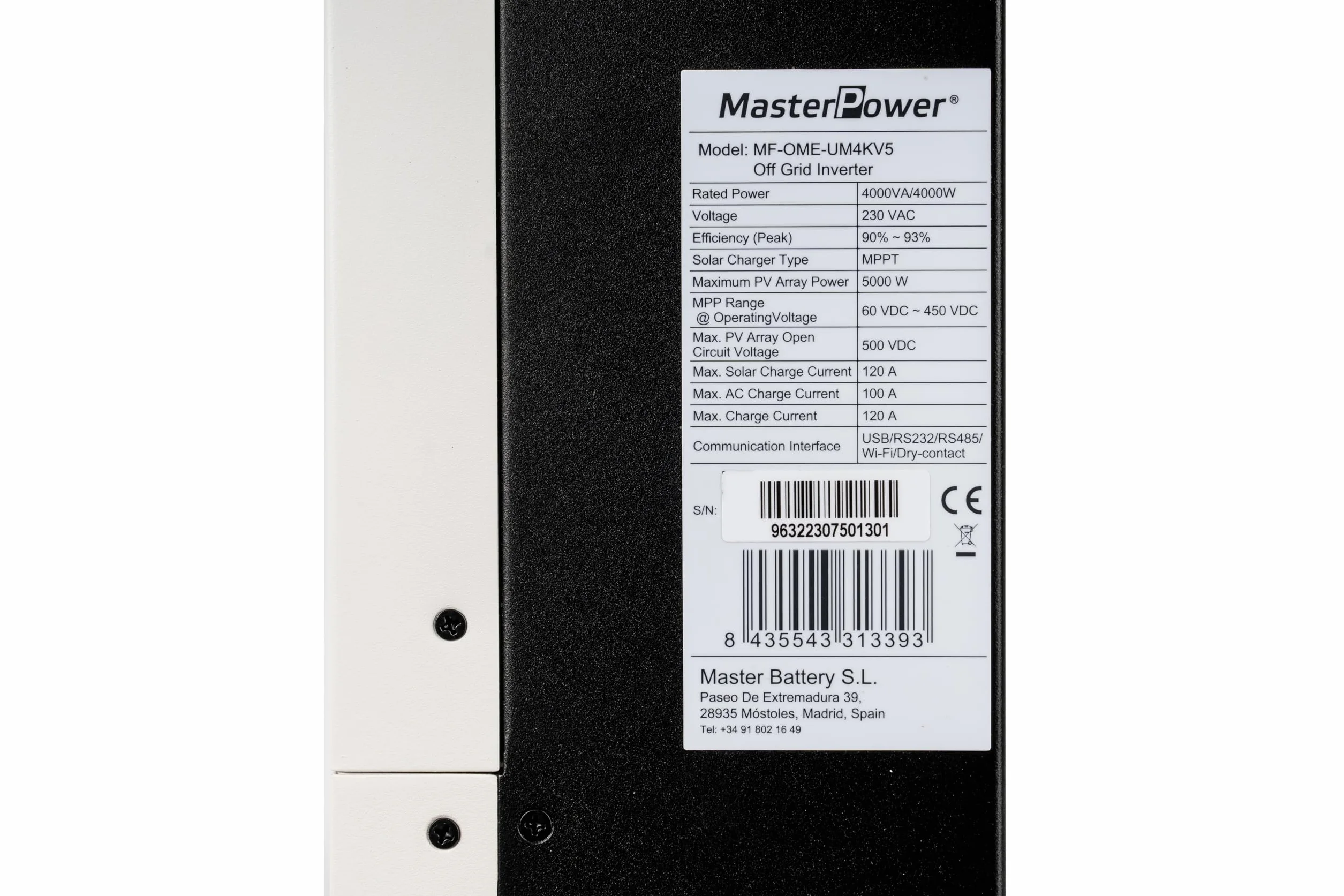Inversor Híbrido Master Power UM-V5 4000W 24V – MPPT 120A para hasta 5000W en Paneles Solares – Doble Salida para Gestión Inteligente de Carga – Conexión WiFi