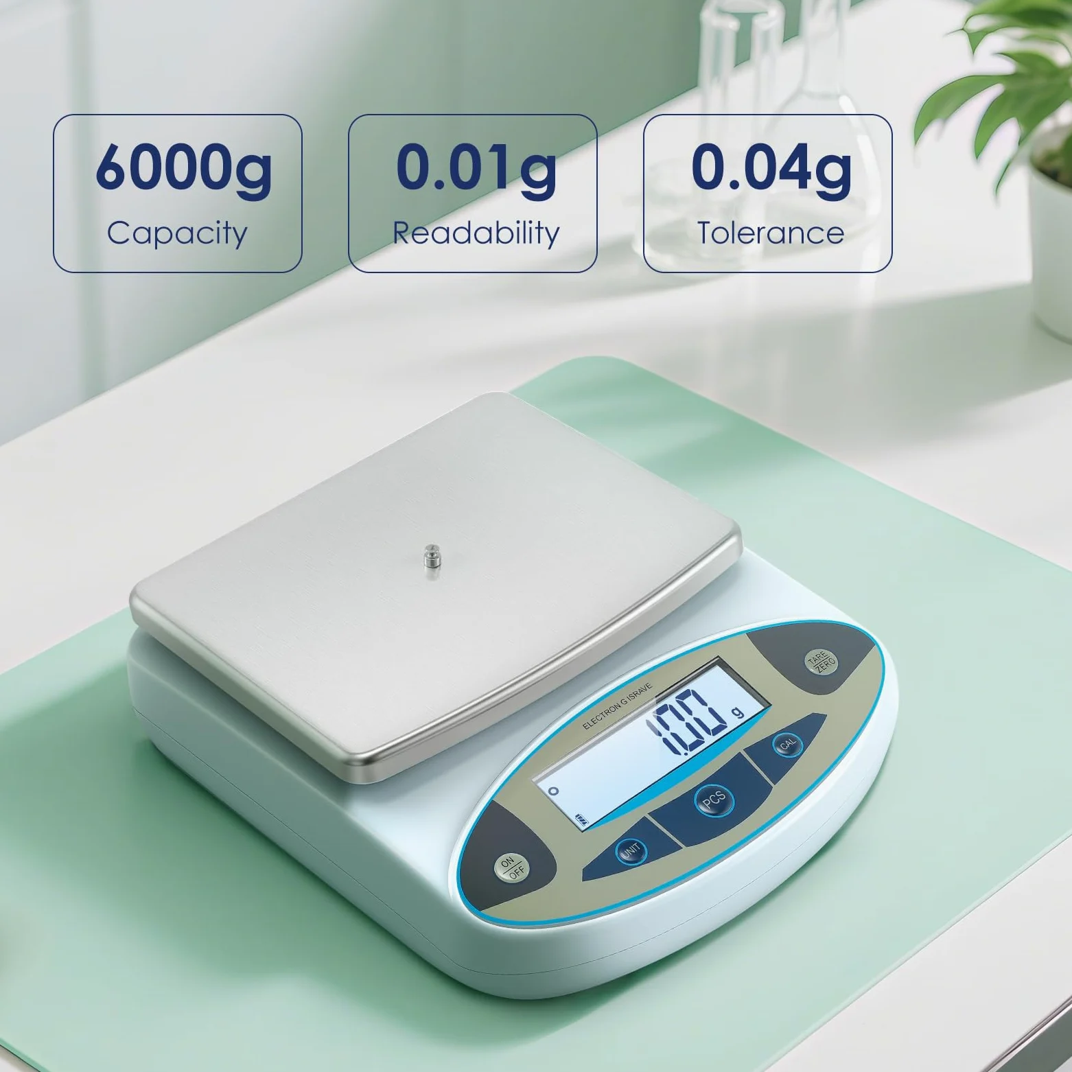 Antstone Báscula de laboratorio de 6000 g x 0,01 g, escala digital de gramos, precisión de 0,01 g, equilibrio analítico científico de alta precisión para laboratorio, pesaje de joyas (6000 g, 0,01 g)