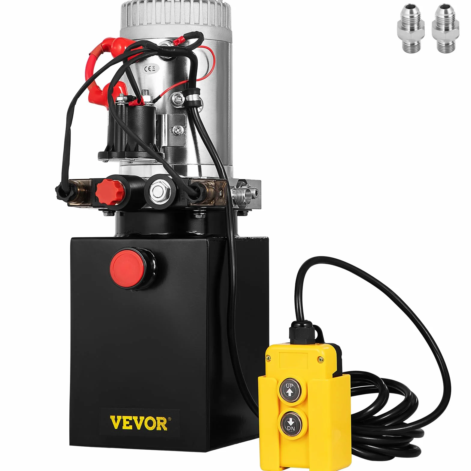 VEVOR Bomba Hidráulica Remolque Tanque 12V con Doble Efecto 4L, para Remolque de Coches, Depósito de Metal, Bomba Hidráulica con Efecto Doble para Remolque Volquete