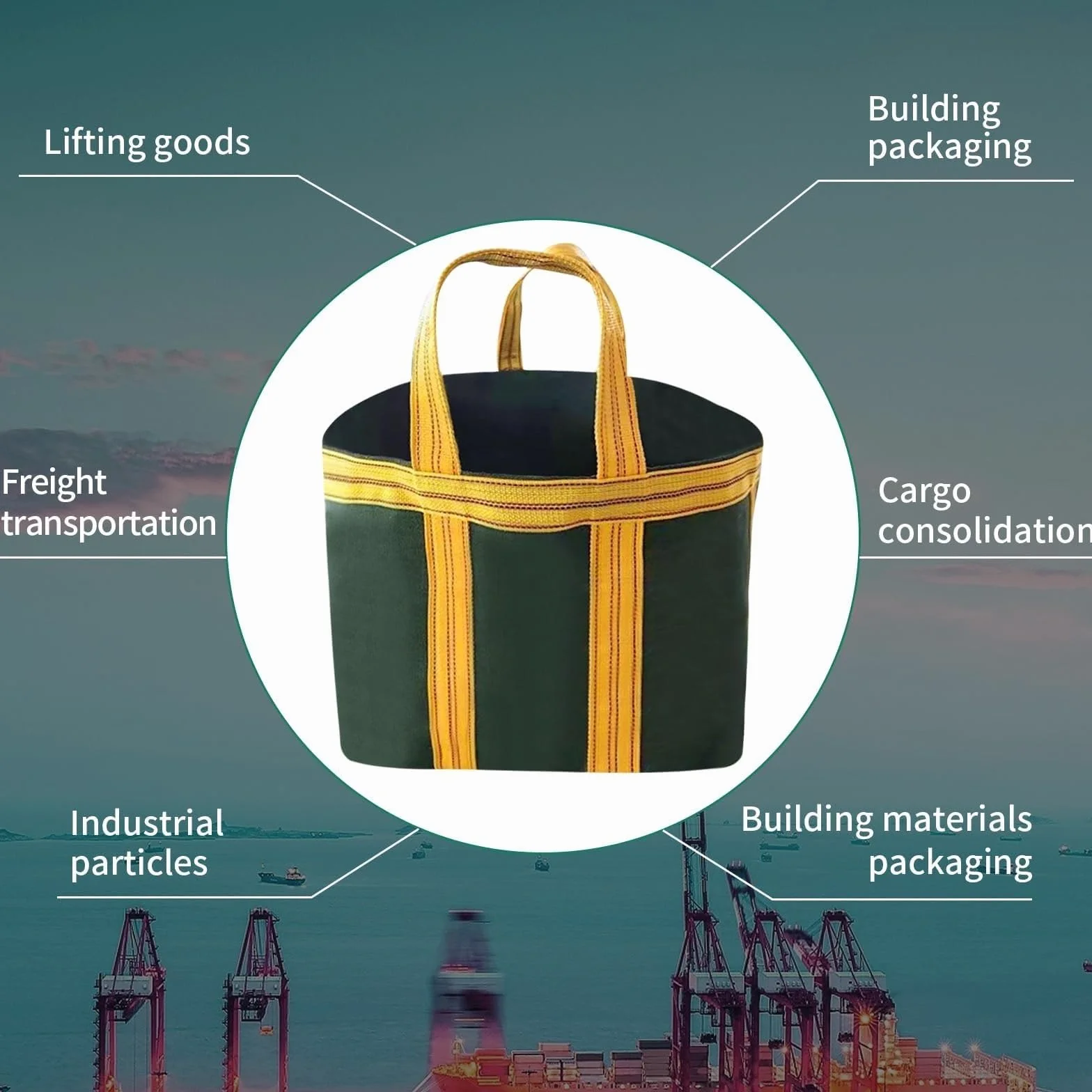Bolsa de elevación con eslinga de nailon: bolsas de elevación reutilizables y duraderas, bolsa de vela tejida para grúas, plataformas y montacargas, para herramientas de manipulación industrial(50 X 5