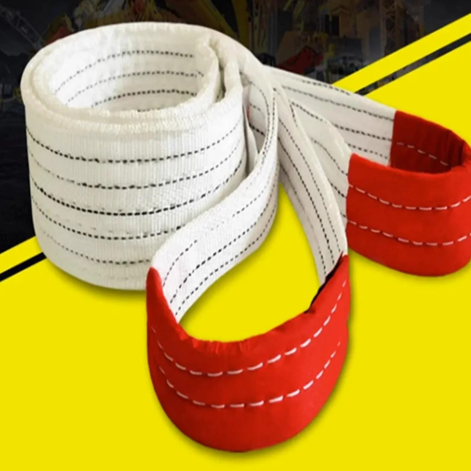 Eslinga de cincha para grúa de 1T, 2T y 3T, 4 Capas, cinturón de tracción para elevación, Correas de Carga para Objetos Pesados para polipasto.,1T