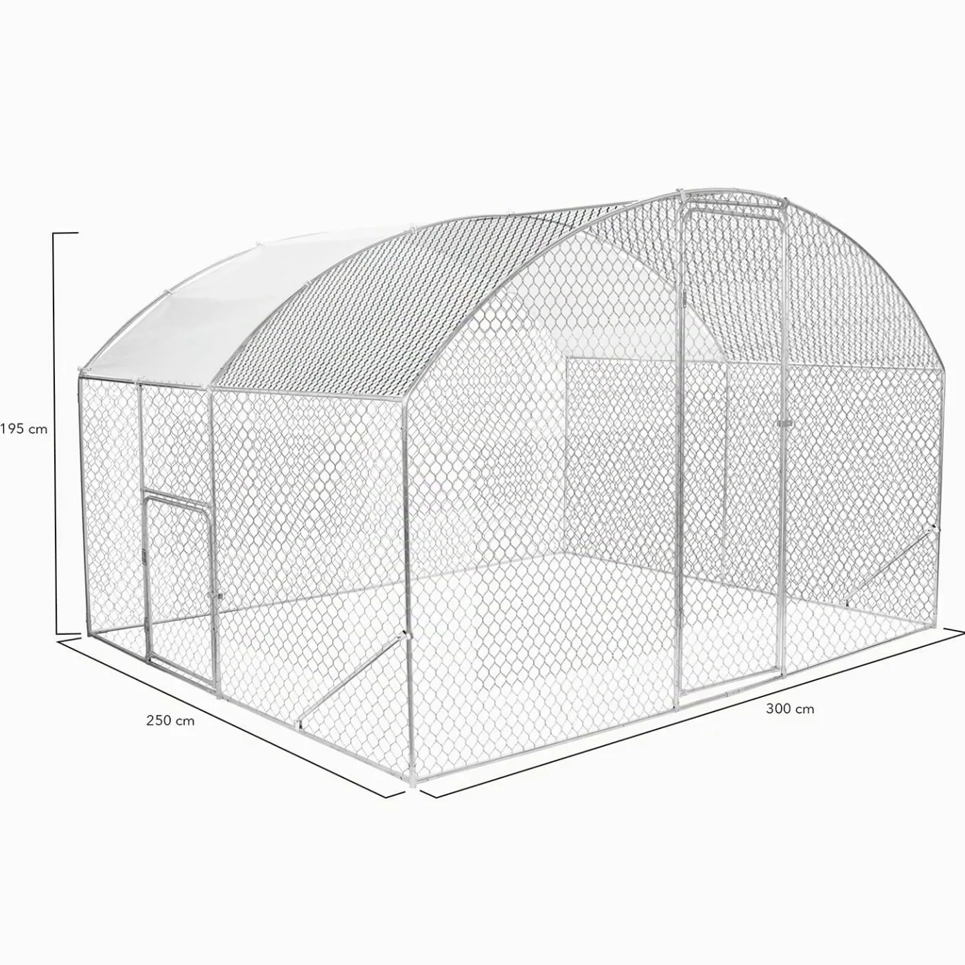 IDMarket - Recinto gallinero cúpula 7,5 m² Parque de malla 3x2,5 M con puerta lateral