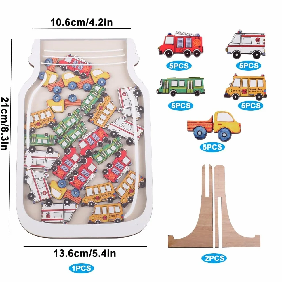 YunBey Tarro de Recompensa de Automóviles de Madera Personalizado para Hogar y Clase Niños Niñas