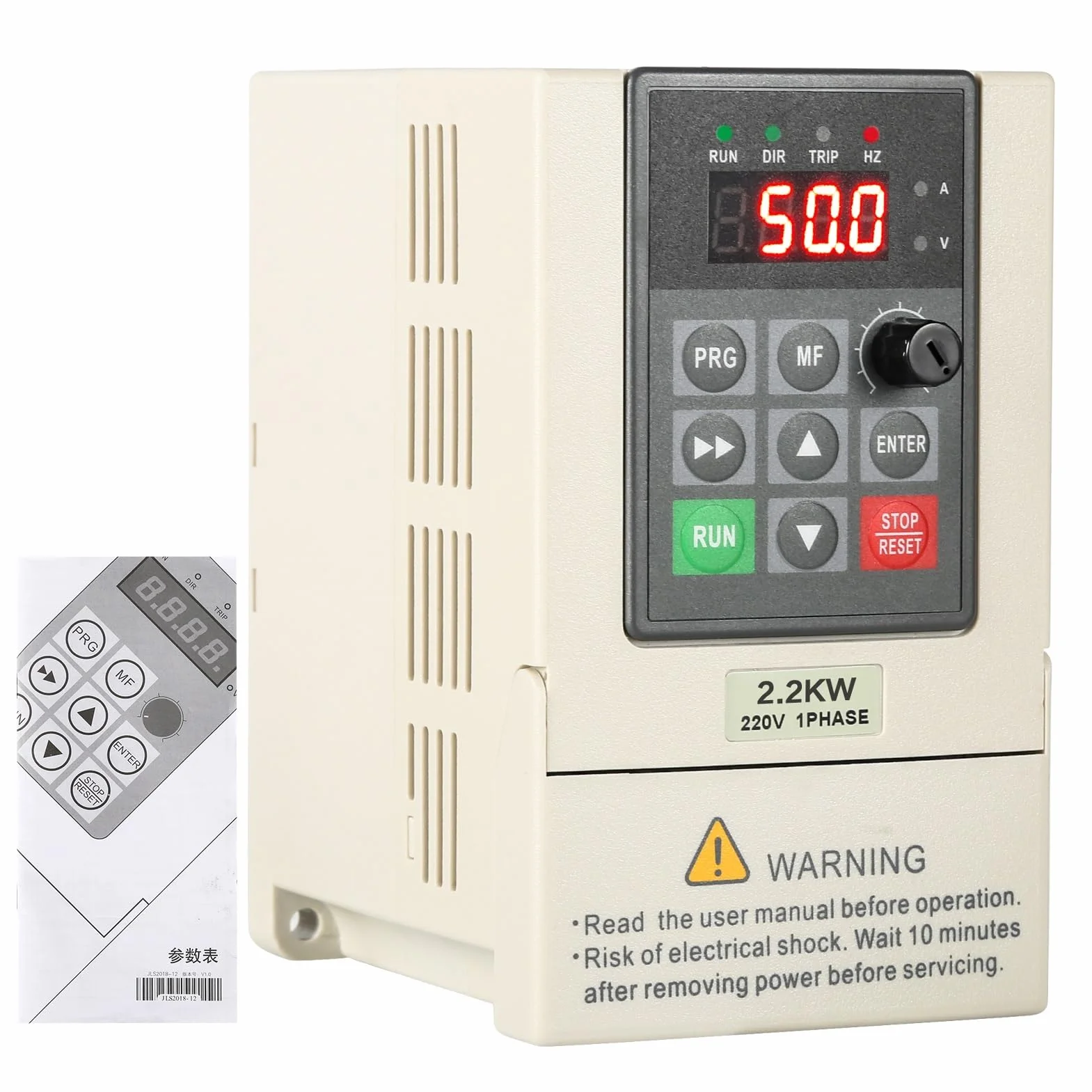 DEWIN Variador de Frecuencia Monofasico,2.2kW 220V Entrada y Salida Monofásica,Variador de Frecuancia Regulador de Velocidad Motor 220V(Modelo de fábrica:JLS-E-2S-2.2GB)