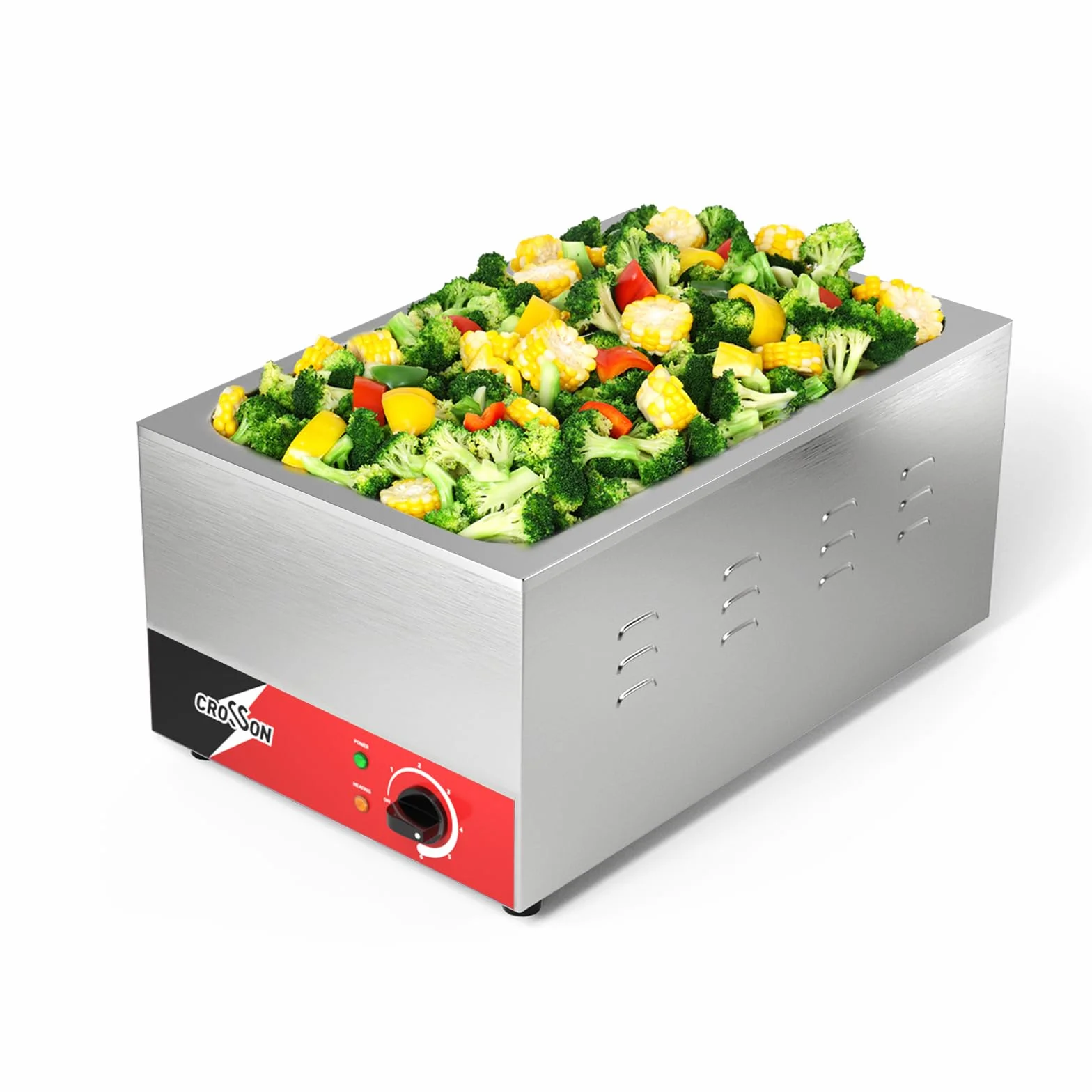 CROSSON Bain Marie Gastronorm 1/1, Calentador de Alimentos Profesional, Temperatura Ajustable 35-85°C