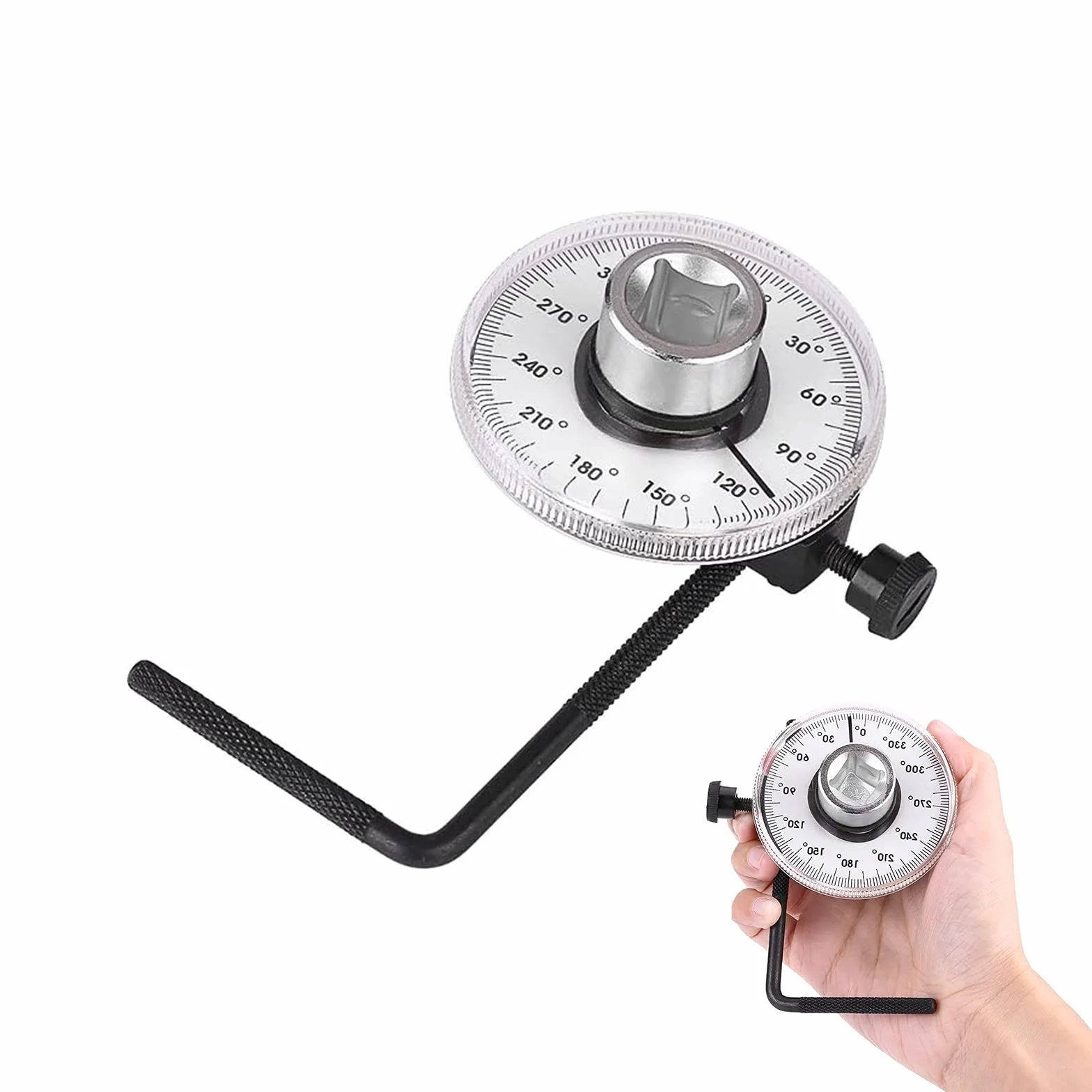 Medidor Angular de Torque con Llave de 1/2" Cuadrado Interior 0-360 ° Herramienta de Medidor de Automóvil de Medidor de Ángulo de Torque de Transmisión para Llave Dinamometrica