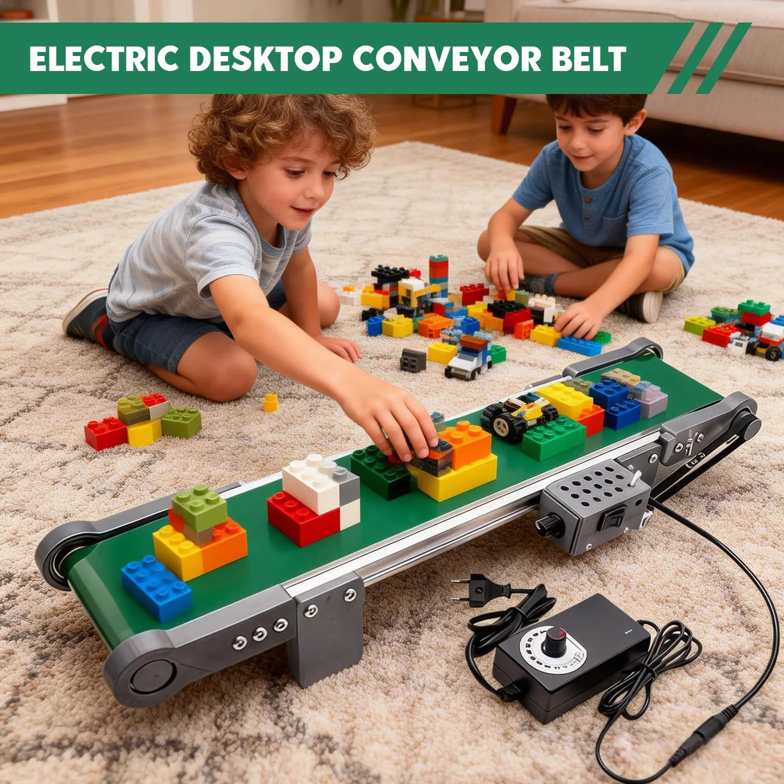 Cinta transportadora eléctrica de escritorio con interruptor de avance/retroceso CC 12 V 167 rpm Mini cinta transportadora automática para experimentos de fricción, velocidad de la cinta 1,8-7,6 cm/S