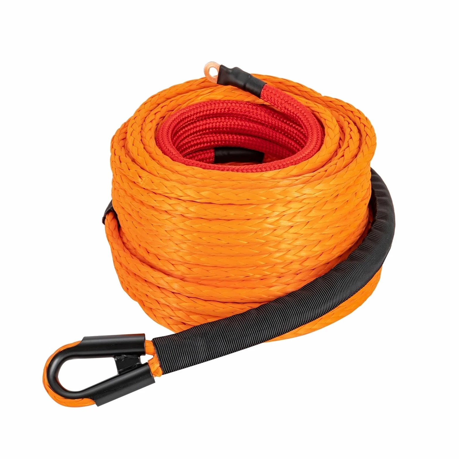 Cabrestante Manual, Cable de cabrestante sintético de 28 m (23809 lb) con gancho y guías for vehículos todoterreno 4x4, ATV, UTV y SUV (naranja)