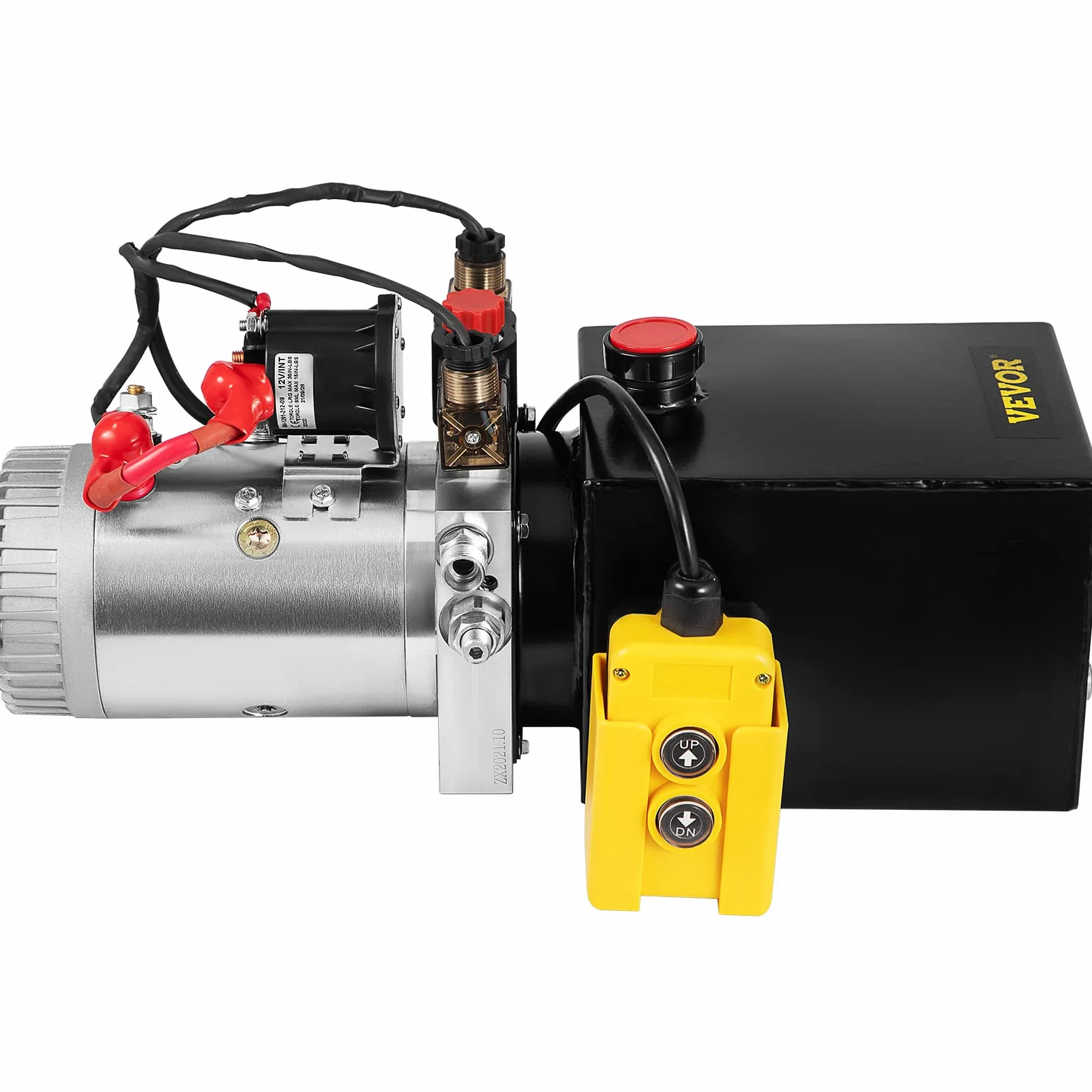 VEVOR Bomba Hidráulica Remolque Tanque 12V con Doble Efecto 4L, para Remolque de Coches, Depósito de Metal, Bomba Hidráulica con Efecto Doble para Remolque Volquete