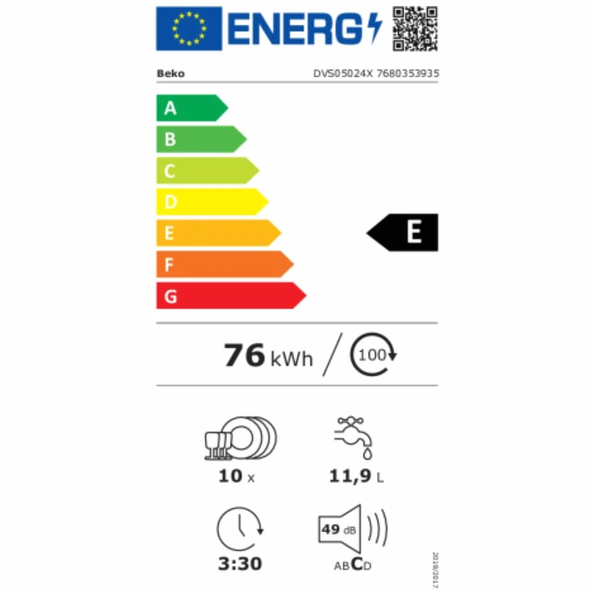 BEKO DVS05024X Lavavajillas Acero Inoxidable 45 cm