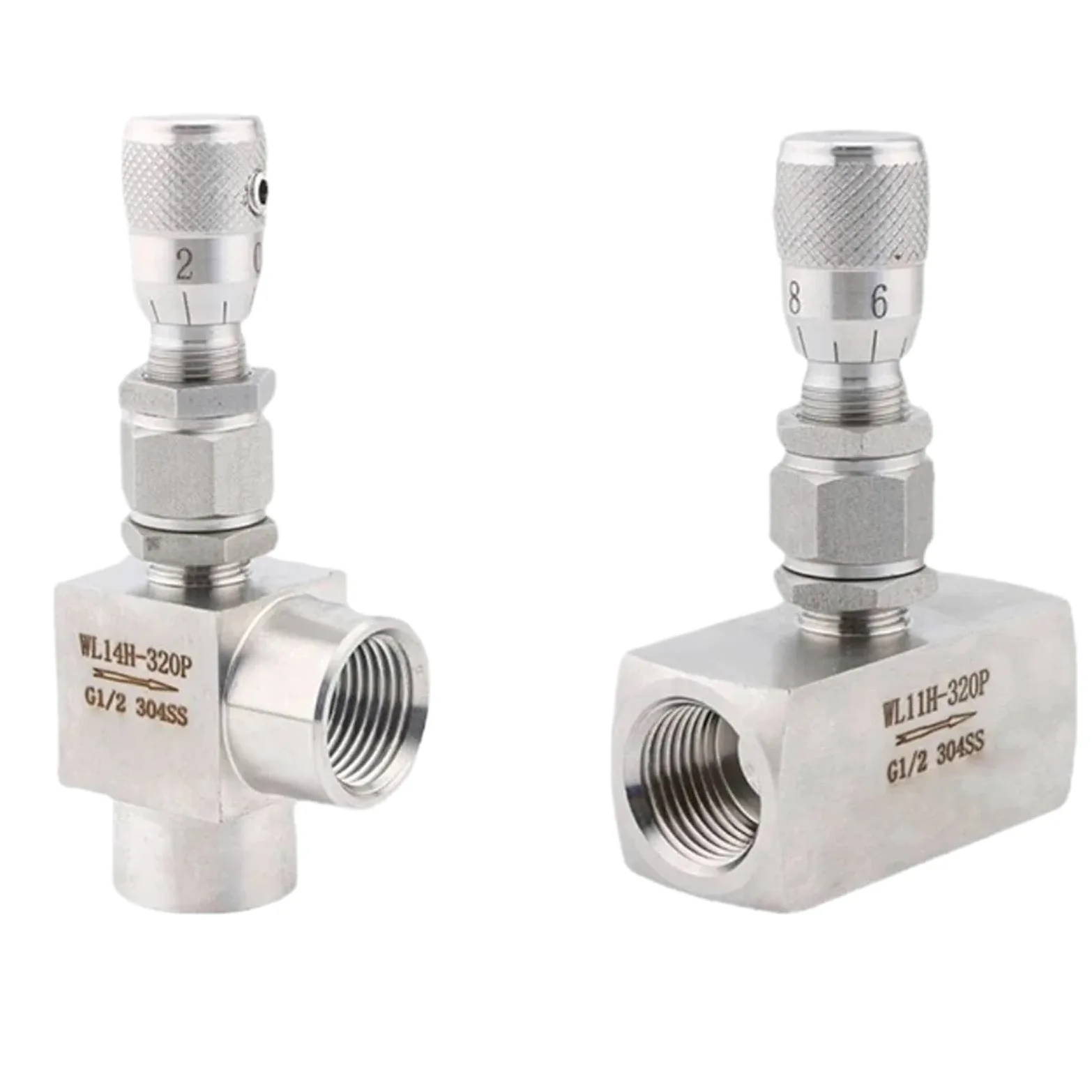 Válvula de aguja de medición micro reguladora de flujo SUS304/316L BSP NPT hembra recta recta de 0.1-0.5 pulgadas para agua, gas, aceite (0.12 pulgadas-NPT-1.2 mm, recto 304)