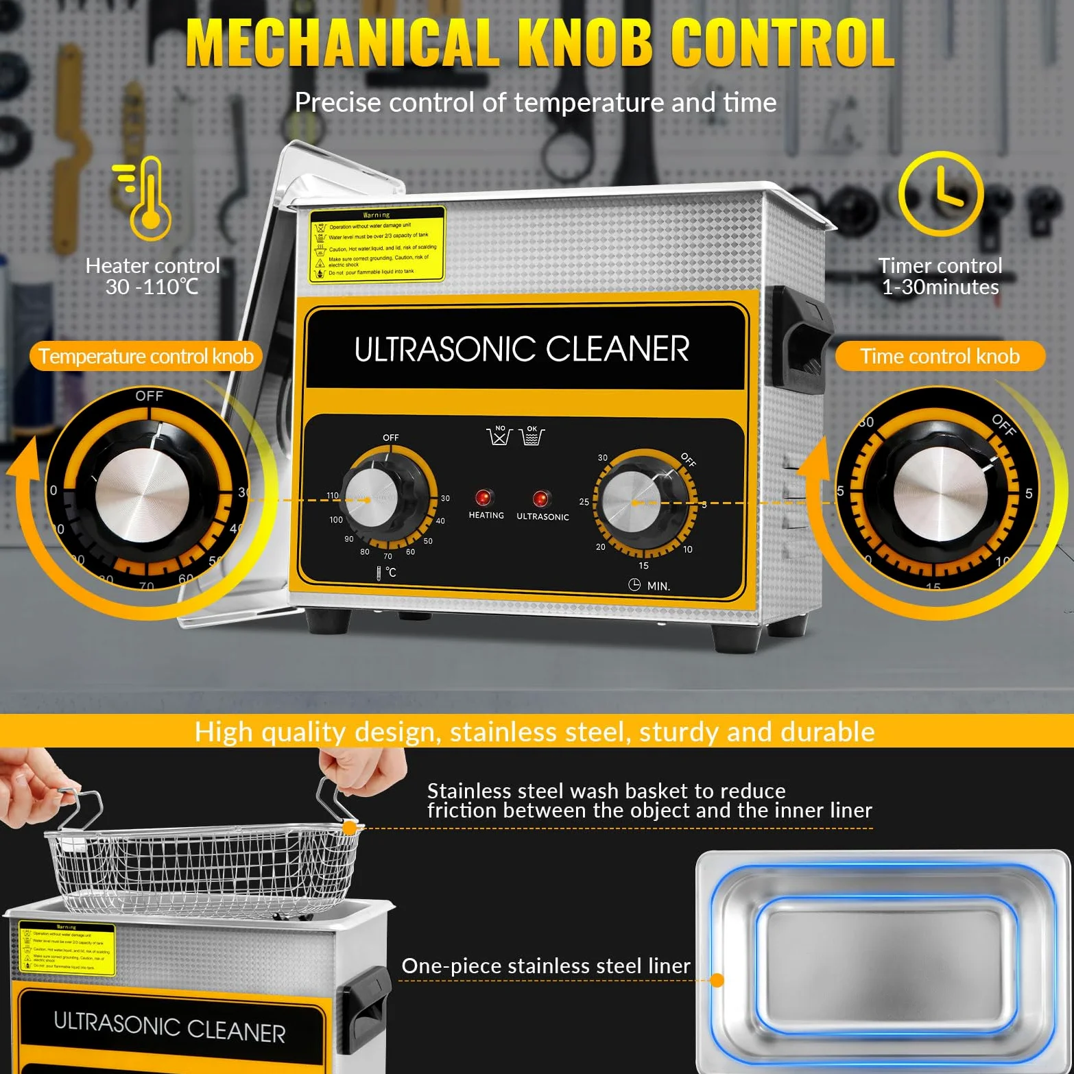 3,2L Limpiador Ultrasonidos Profesional,Máquina de Ultrasonido con Temporizador Digital Temperatura Ajustable Adecuado para limpiar dentaduras postizas, gafas, Limpieza de Joyas, Relojes