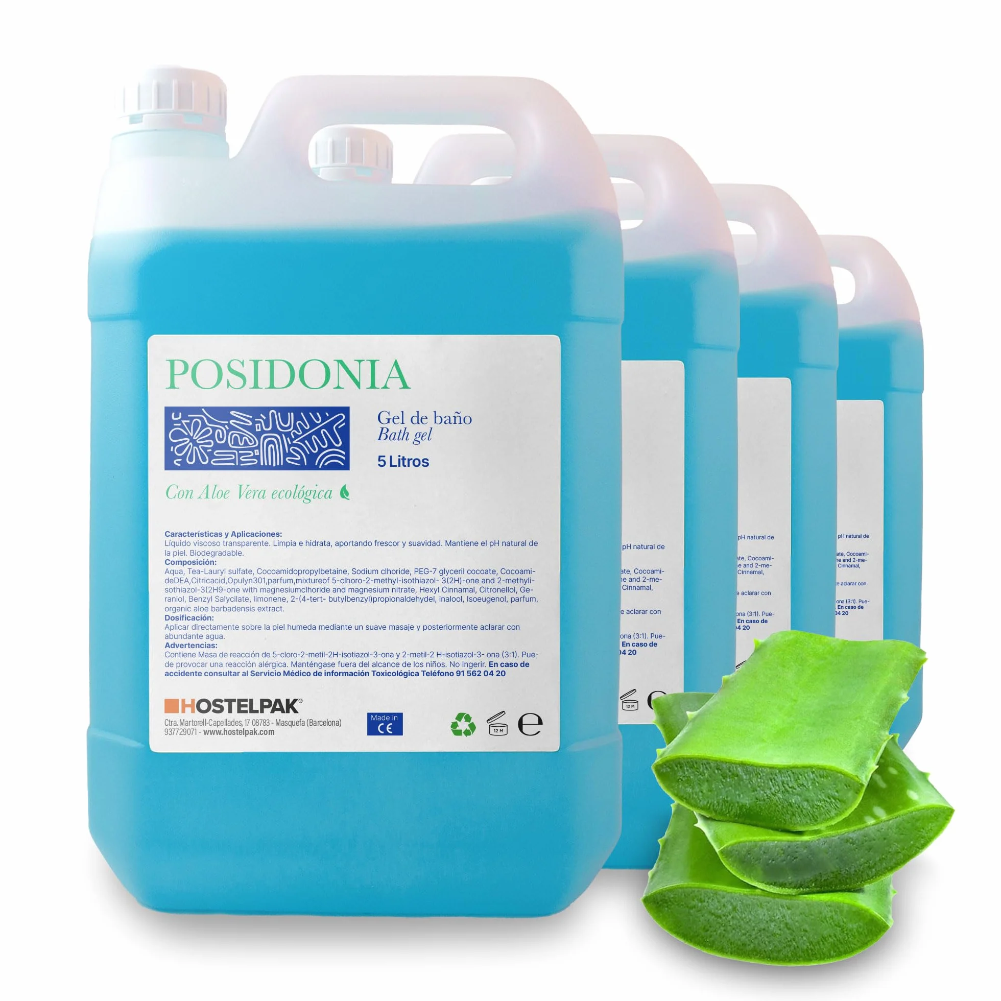 Gel de ducha pack 4 garrafa 5L ph neutro aloe vera natural ecológica 5 litros