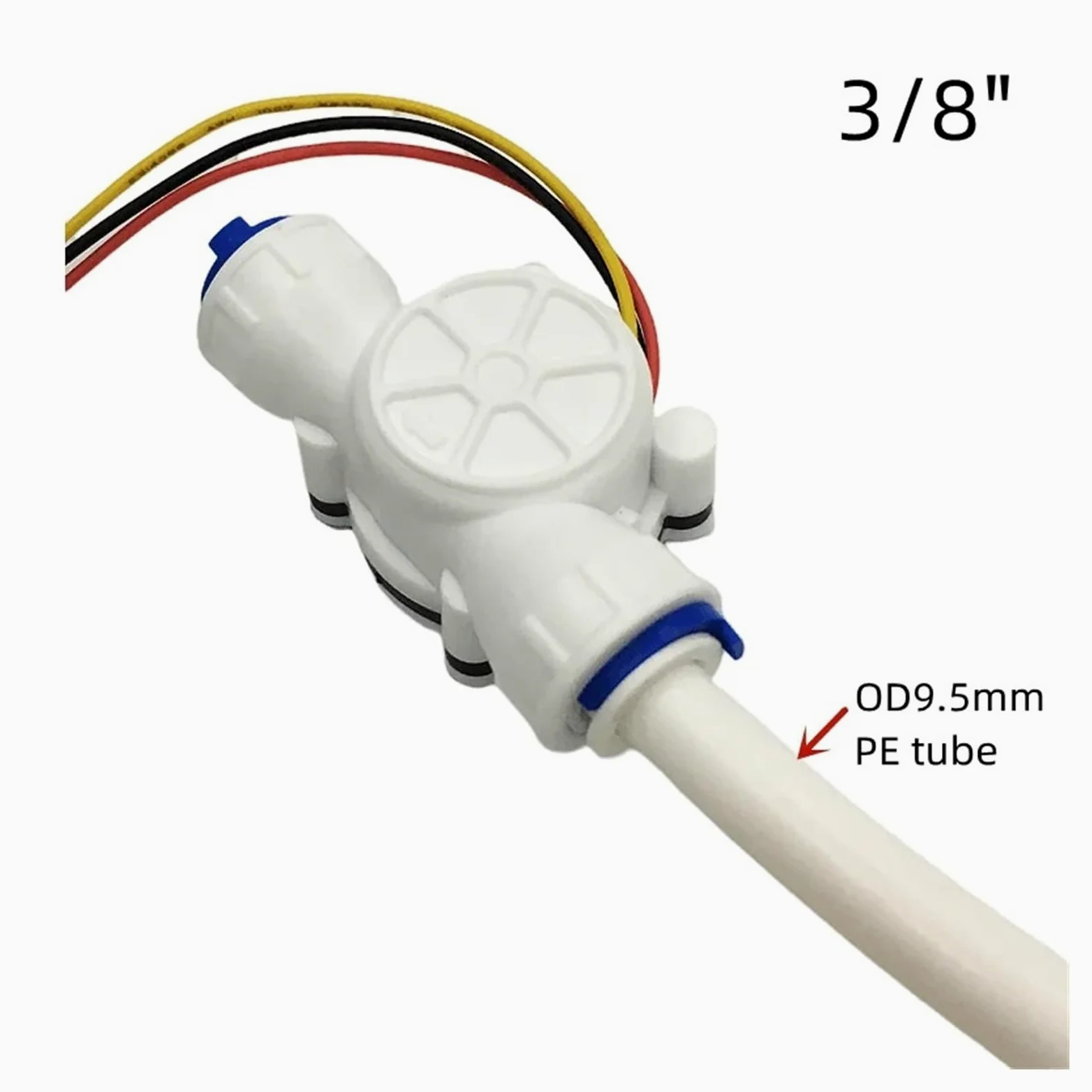 Alta Sensibilidad Medidor de Sensor de Flujo de Agua con pantalla LCD Digital, medidor de flujo, totalímetro con contador de flujo de turbina de 3/8 "/1/4" Medidas precisas(1-4 quick fit)
