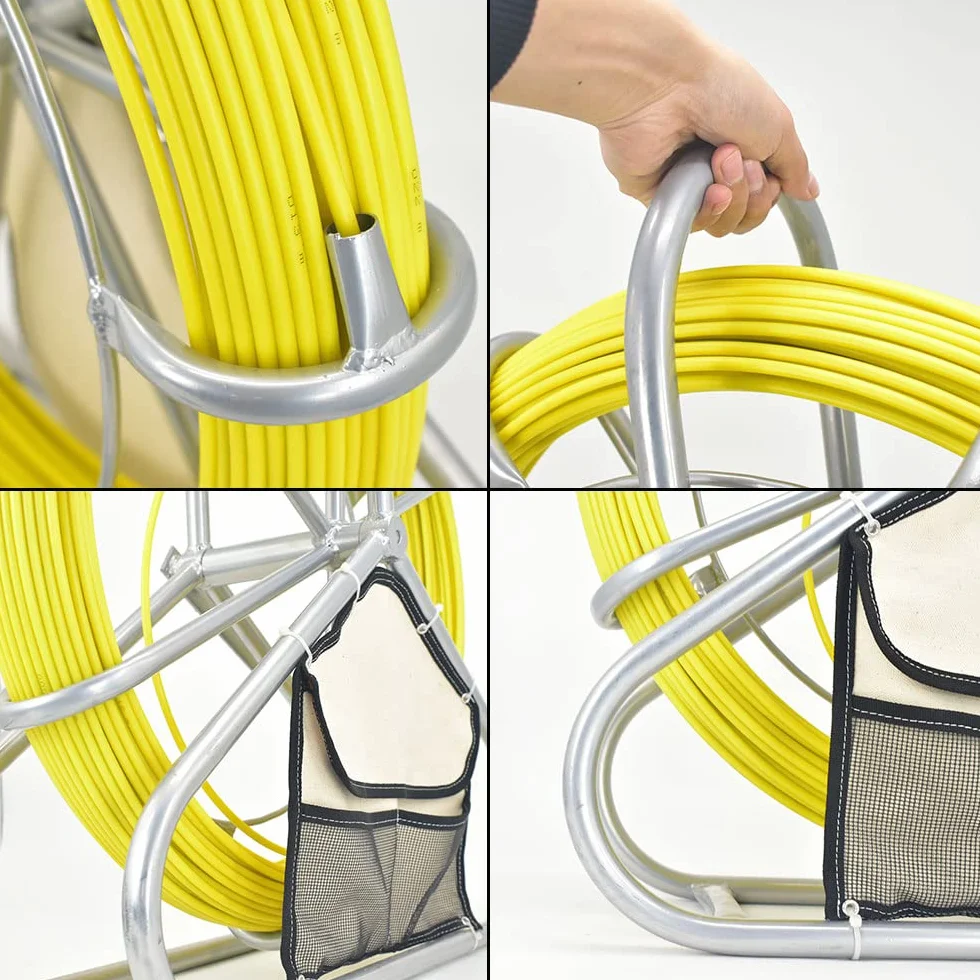150 m de cinta para pescado de fibra de vidrio, 6 mm x 150 m, tubo con mango de goma