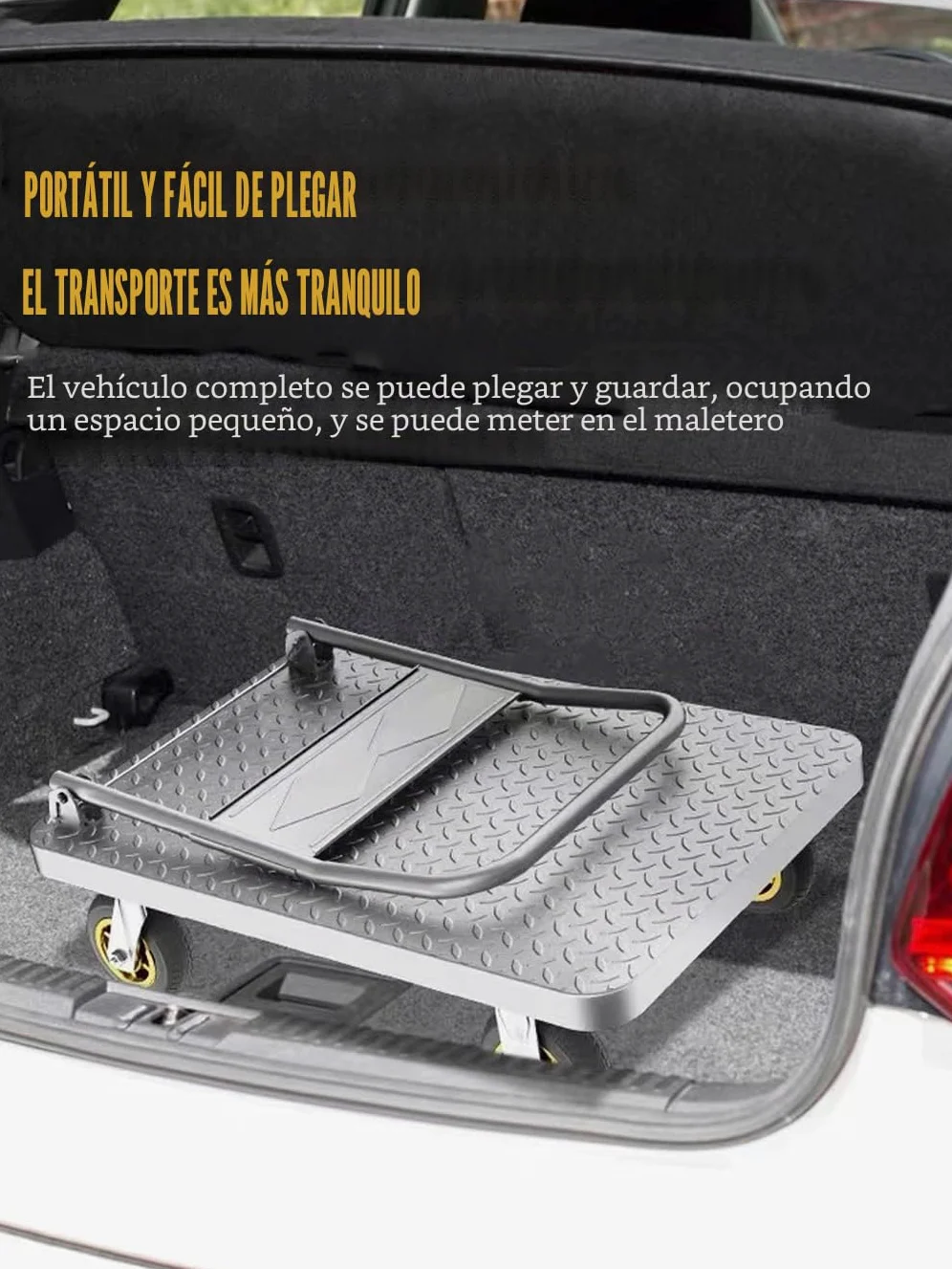 Carro con plataforma plegable para cargas pesadas con ruedas y asa, carro para transporte plegable, carro para bolsa para un fácil transporte y elevación pesada (tamaño: 60 x 40 cm)