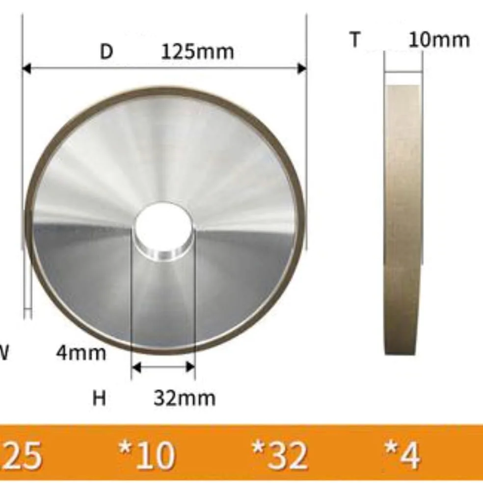 discos de amolado, Muela abrasiva de diamante, resina CBN, nitruro boro cúbico, 150 mm, 200, acero alta velocidad for rectificado metales, herramienta corte eléctrica/100 x 10 20 4(125 * 10 * 32 * 4)