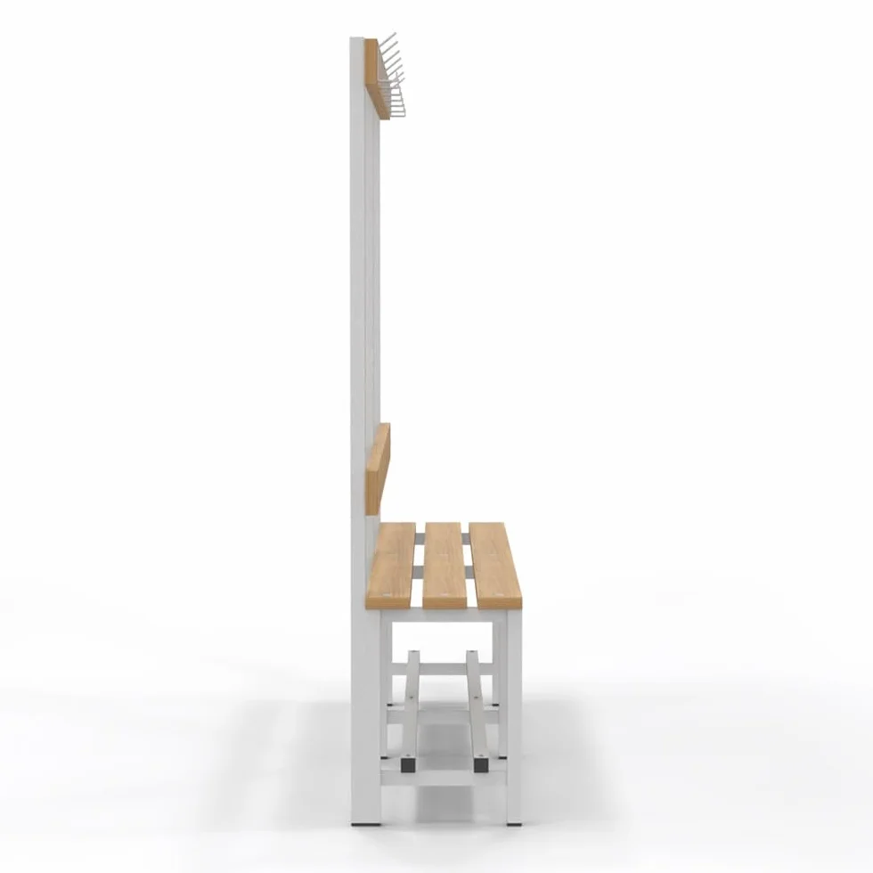 Spacio Banco de Madera Norrköping con Perchero 1500x1600x350 Estructura de Acero