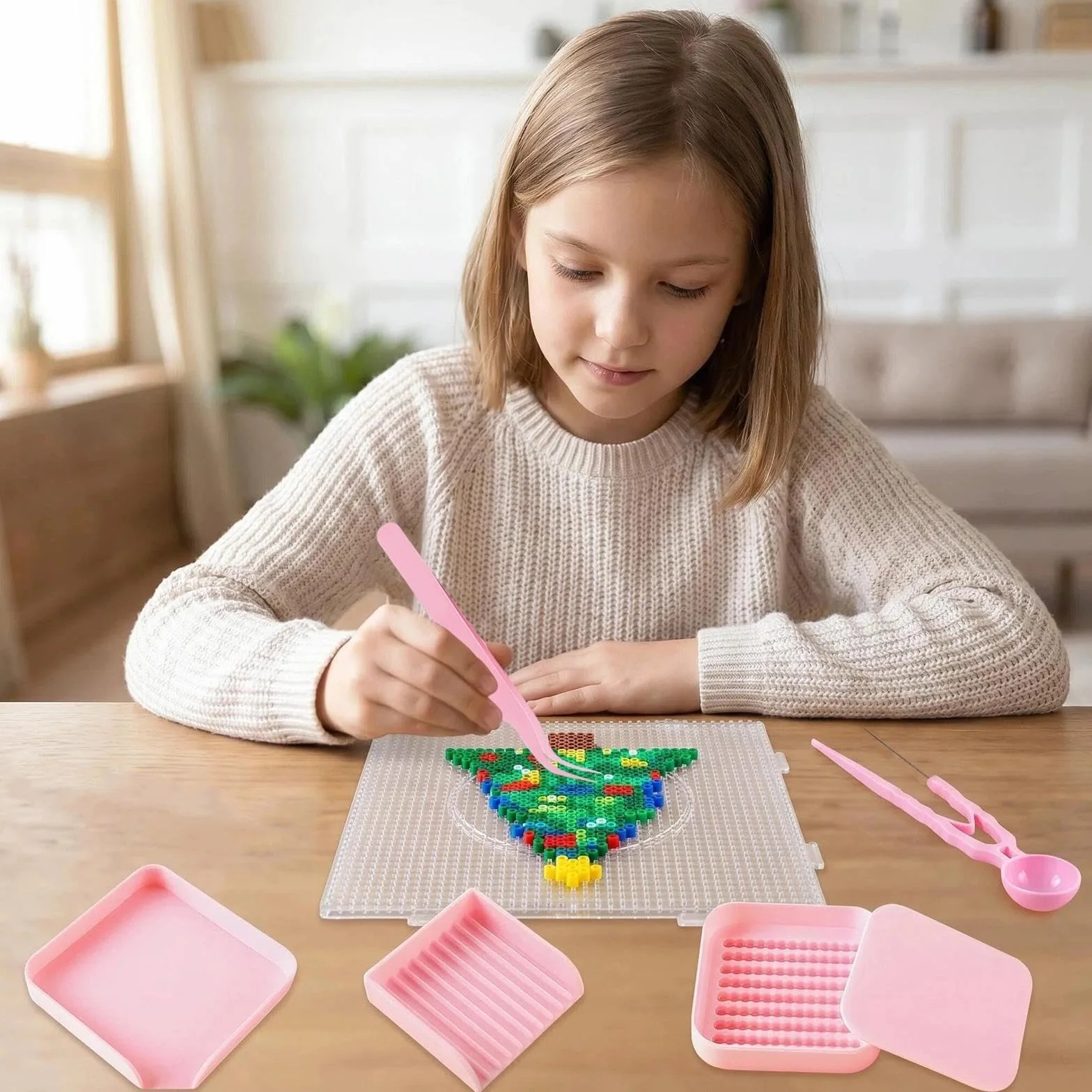 Kits de Transparentes Placas para Plancha con Pinza y Bandeja para Cuentas de 2,6mm, 8 Piezas