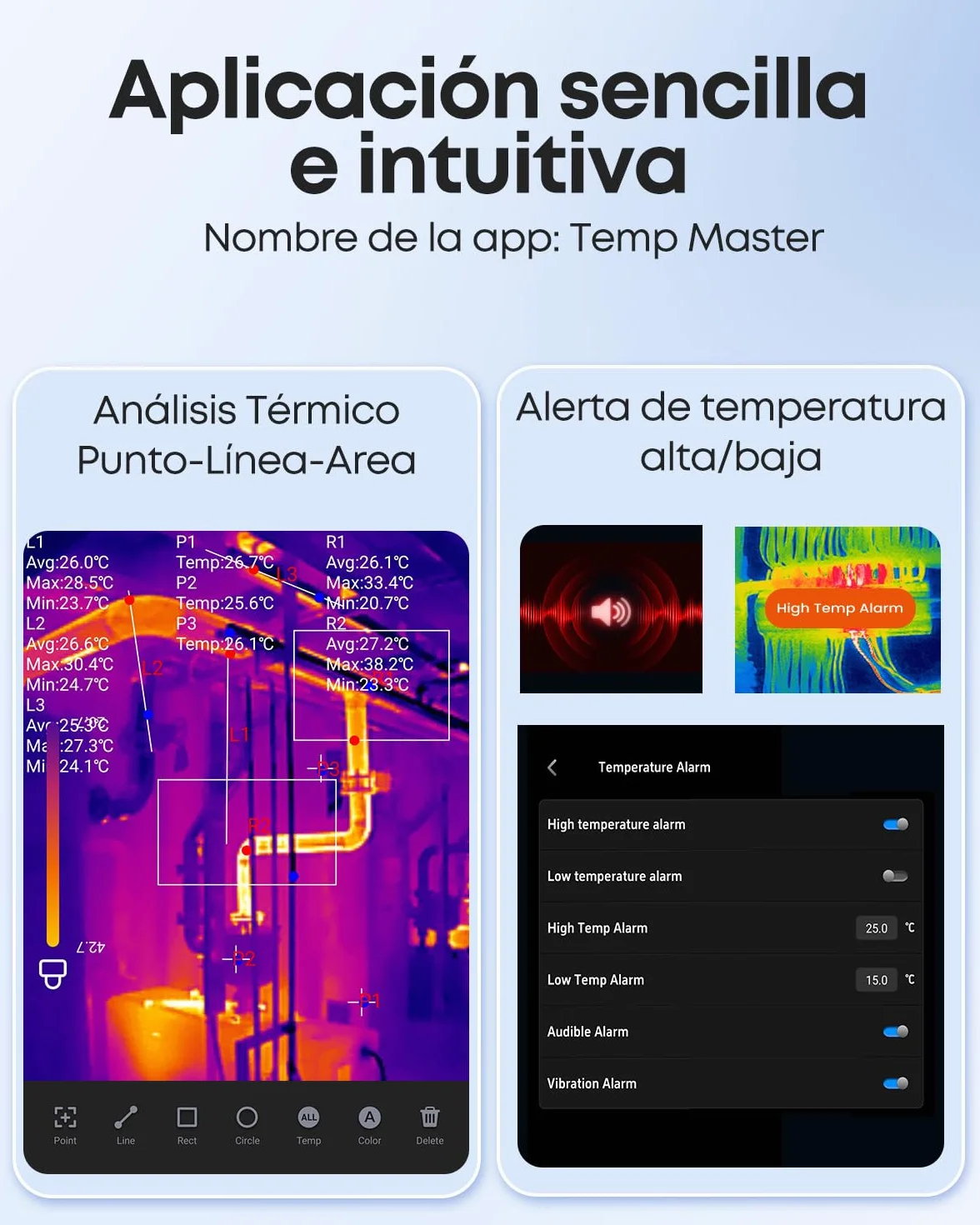 Cámara térmica Thermal Master P1 para iPhone 15/16 y Android, cámara infrarroja térmica con resolución IR X³ 320x240, -20℃-600℃, inspección del hogar, zoom 15x