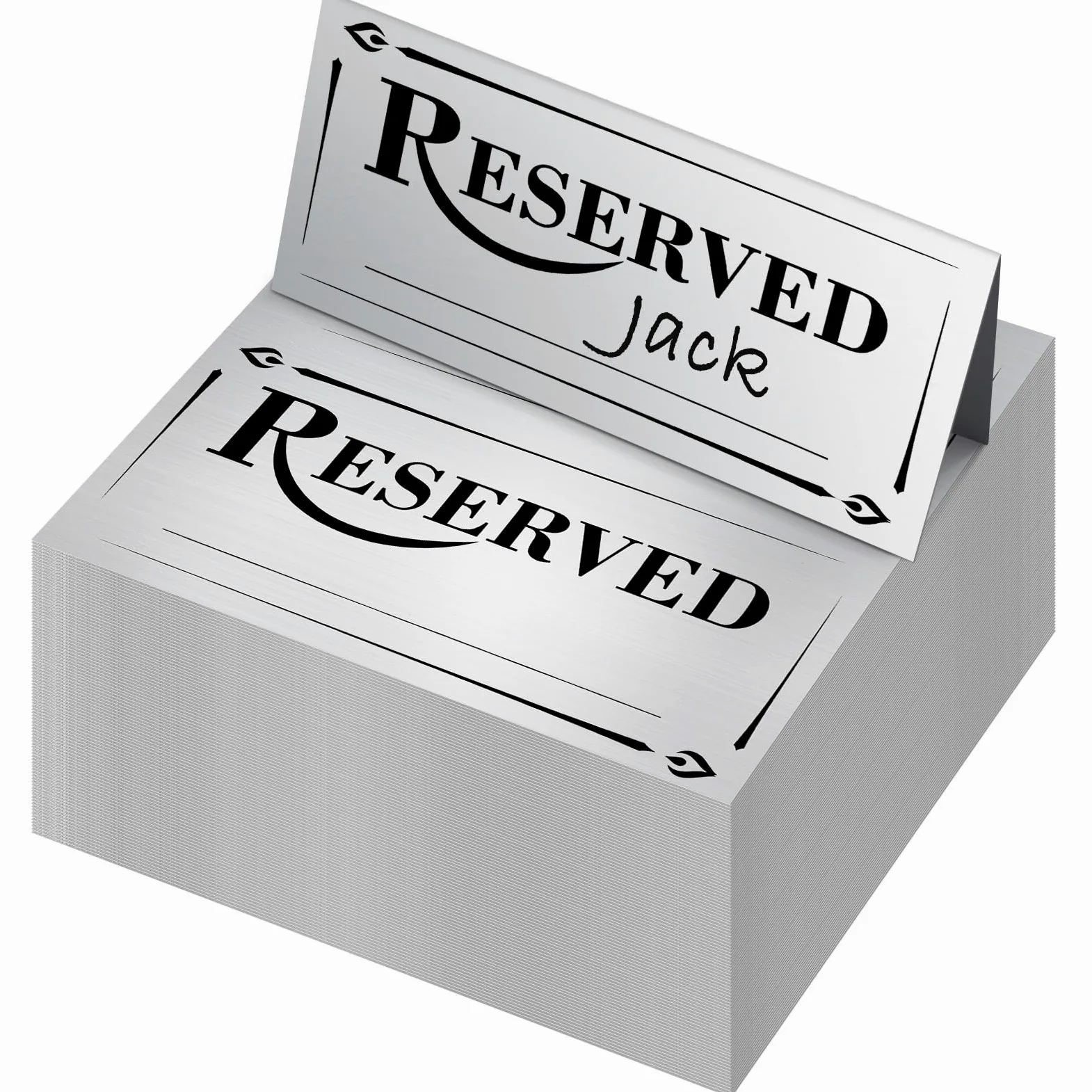 Resurhang 300 letreros de papel para mesa reservada con línea de nombre reservada, letreros de doble cara para reservar asientos, restaurantes, bodas, recepciones, iglesias, reuniones de negocios