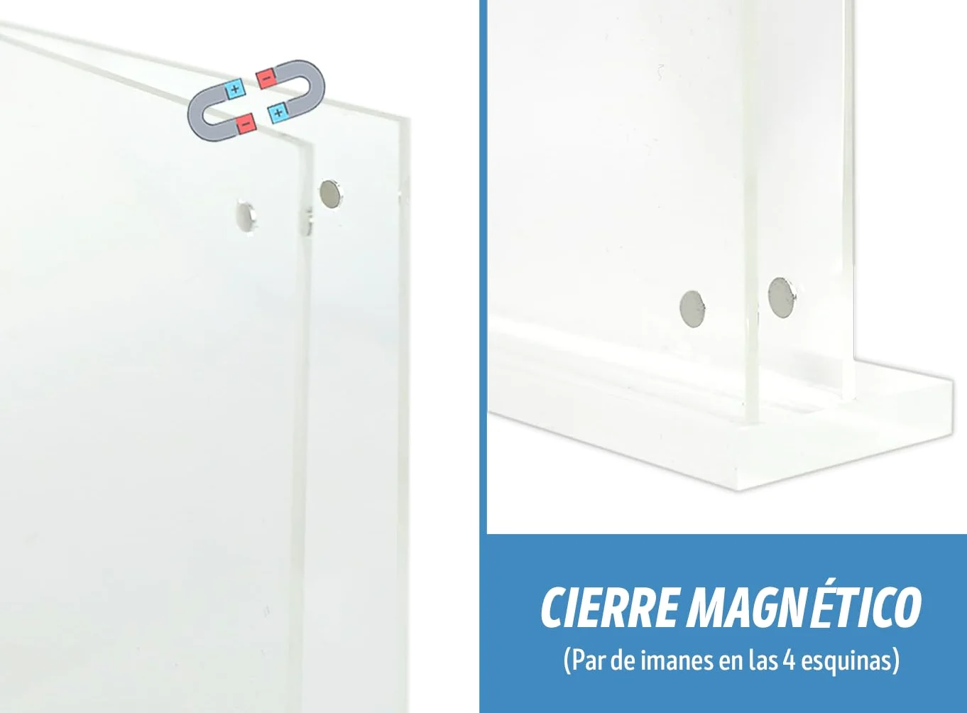 Portacartel Metacrilato A5 15x20cm Horizontal Pack 24 Imán Neodimio Ultra Transparente Diseño Elegante Carteles Promocionales Cartas Menú Fotos Oficinas Comercios Mostradores