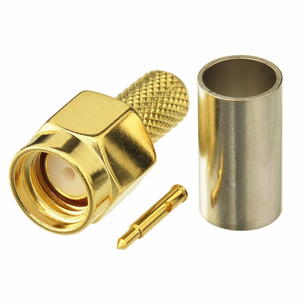 Eightwood SMA Crimp Set Conector Macho Hembra RG58 LMR195 Coaxial Pigtail 10pcs