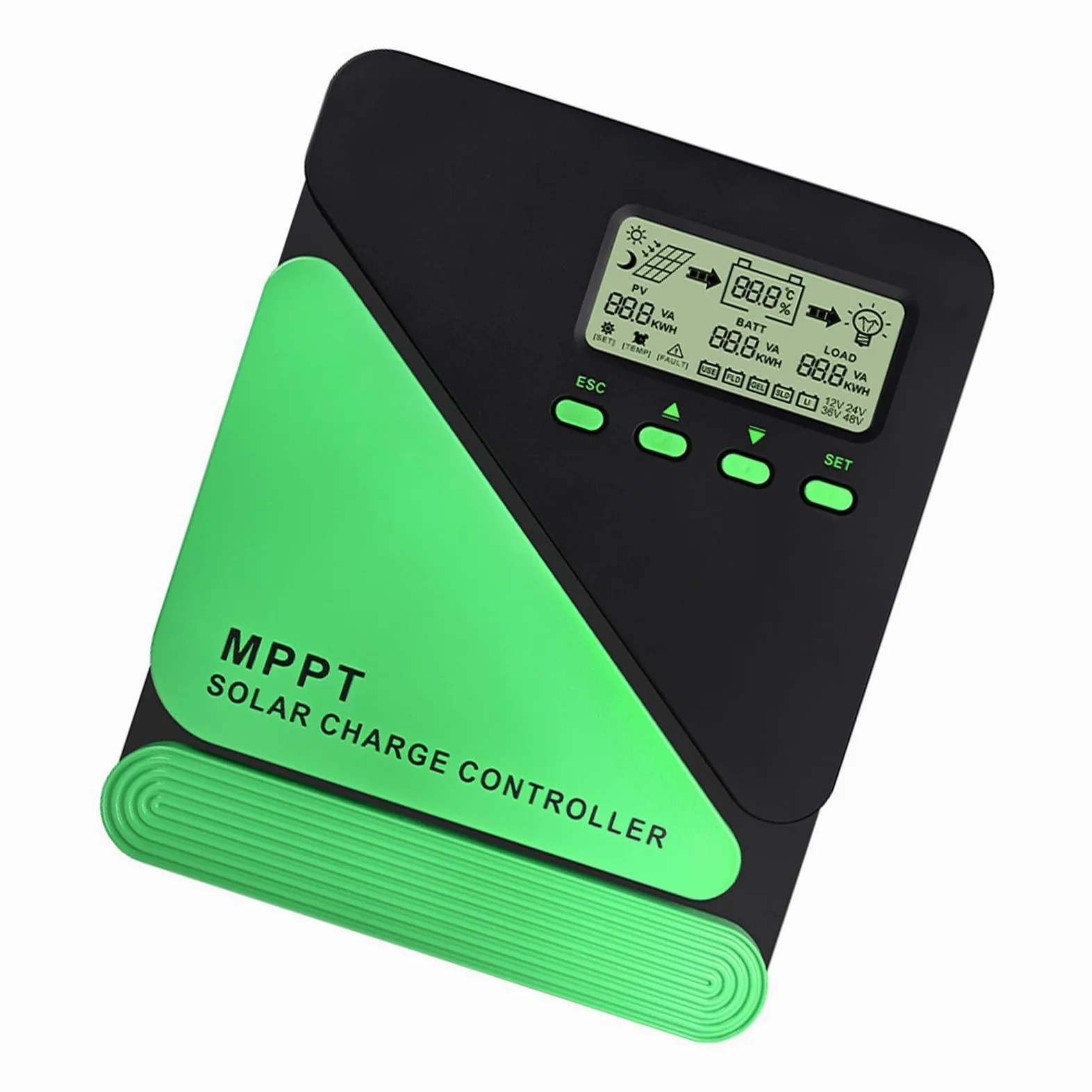 Eficiente regulador de carga solar MPPT conmutación automática de 12 V 24 V para sistemas fotovoltaicos de hasta 60 A, regulador de capacidad de carga