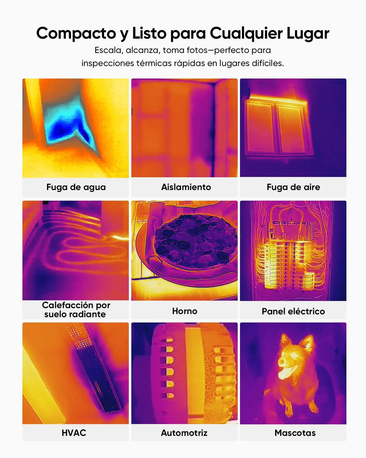 Cámara termográfica compacta HIKMICRO E03 de bolsillo, resolución SuperIR de 240 x 240 con cámara óptica, resolución IR de 96 x 96/9216 píxeles, 25 Hz y con pantalla táctil de 3,5", IP54,-20 ℃ a 350 ℃