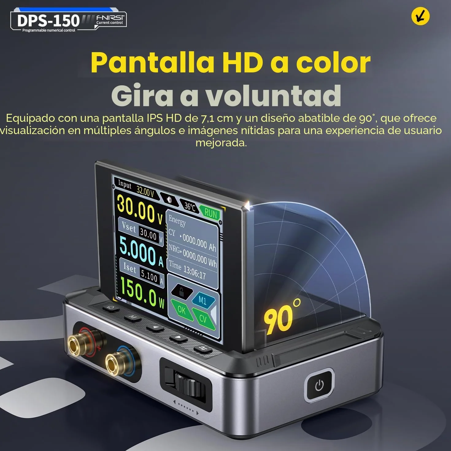 Fuente de Alimentacion Regulable,DPS-150 30V 5A CNC DC Adjustable Power Supply con 4 Dígitos IPS Display, Power Ripple <20mV PD/QC/DC Input PC programable Switching Power Supply