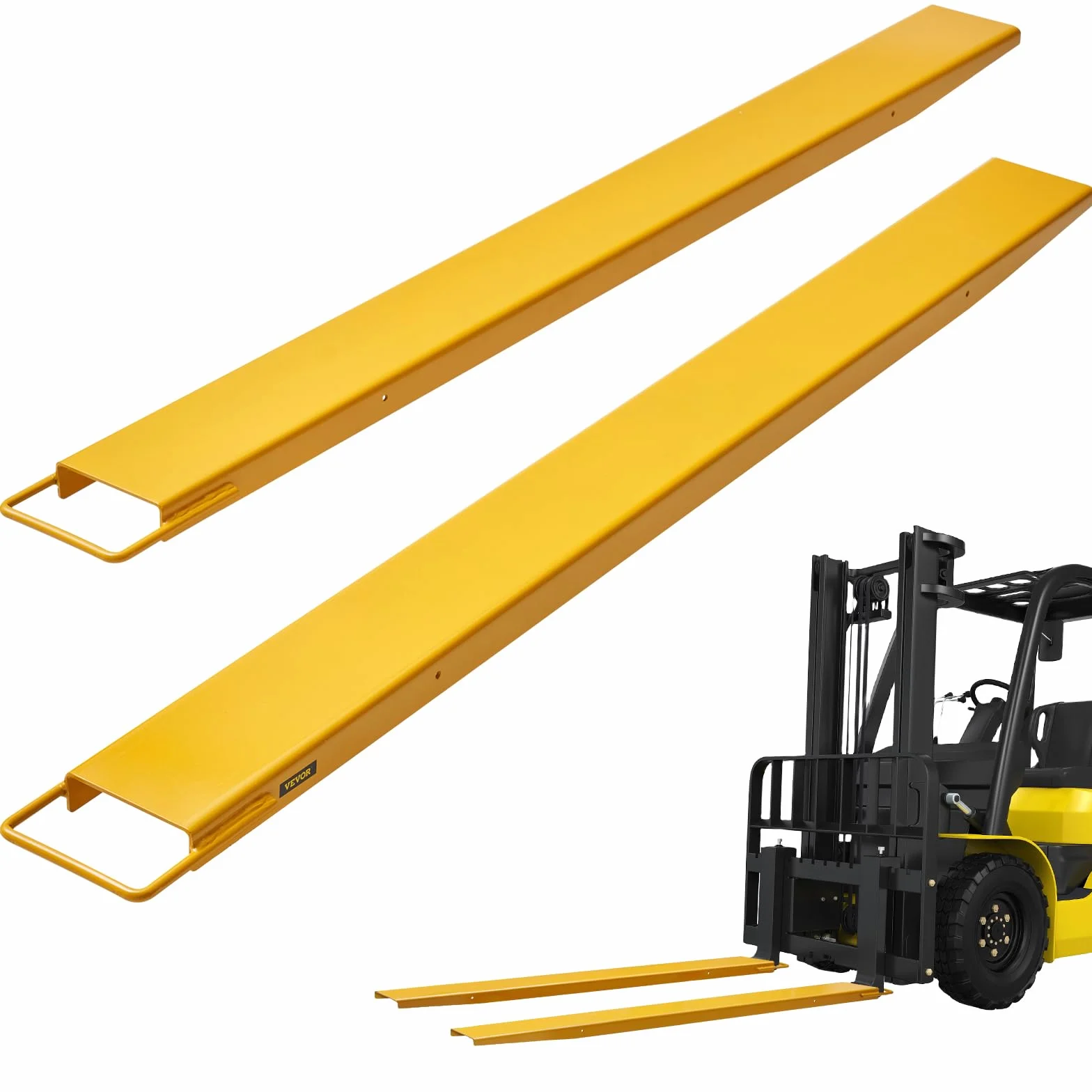 VEVOR Abrazadera de Horquillas de Tractor 1820x115 mm 1 Par de Acero al Carbono Abrazadera en Horquillas de Paletas Carga de 1815 T para Mover y Transportar Cargas Pesadas y Voluminosas, Amarillo