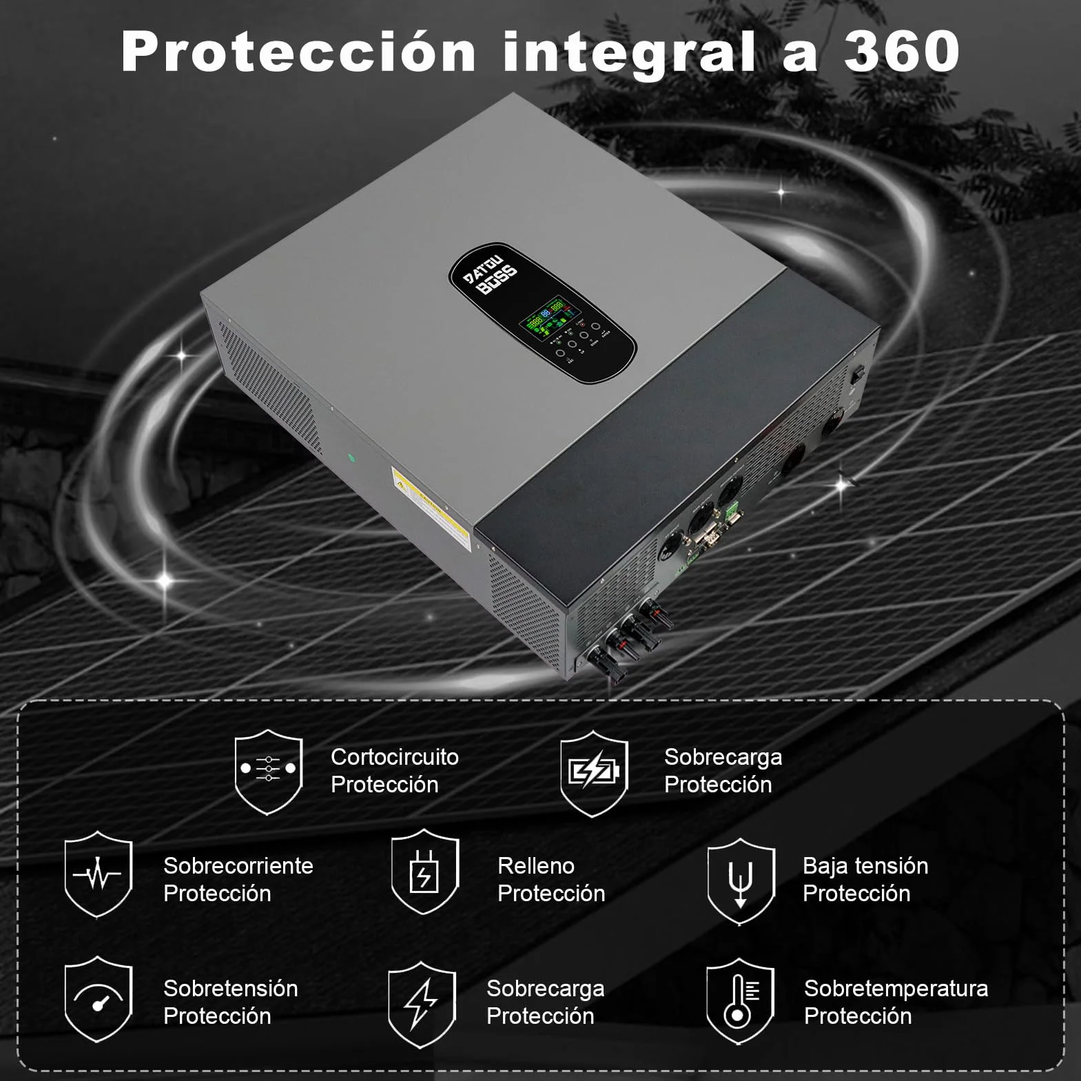 DATOUBOSS 11KW Inversor Solar Híbrido 48v, Inversor Hibrido de Conexión a Red Solar, Admite Funcionamiento en Paralelo y Funcionamiento Sin Batería con Controlador de Carga Solar MPPT de 150A