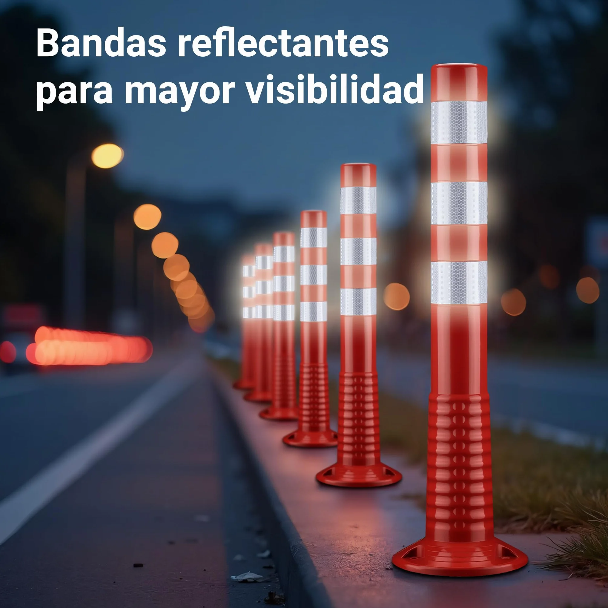 Wiltec Juego de 2 Postes de Señalización Naranja y Blanco 75 cm Altura 20 cm Diámetro Reflectante Flexible