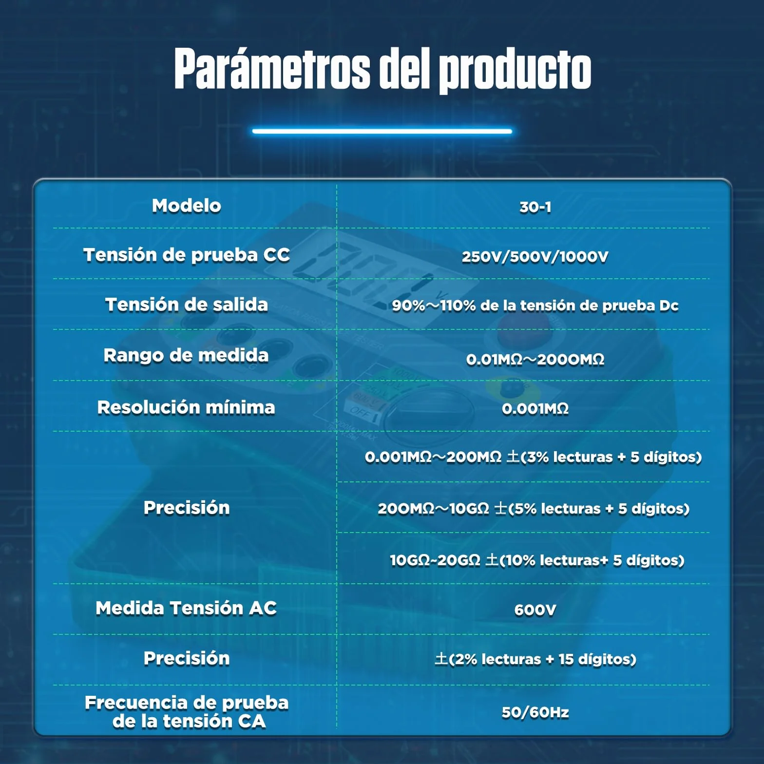 KAISAL Probador de Resistencia de Aislamiento 0-2000MΩ Digital Probador de Aislamiento Megohmetro