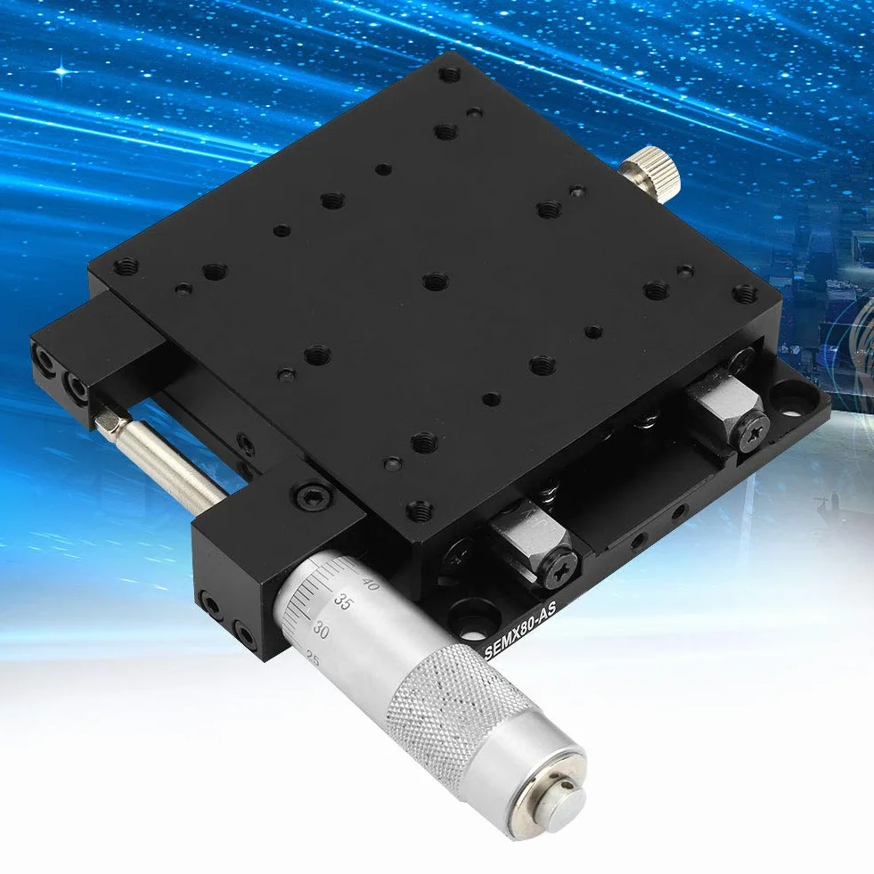 SEMX80-AS Etapas lineales de precisión rodillos cruzados 80x80 mm Micrómetro Manual Ajuste fino