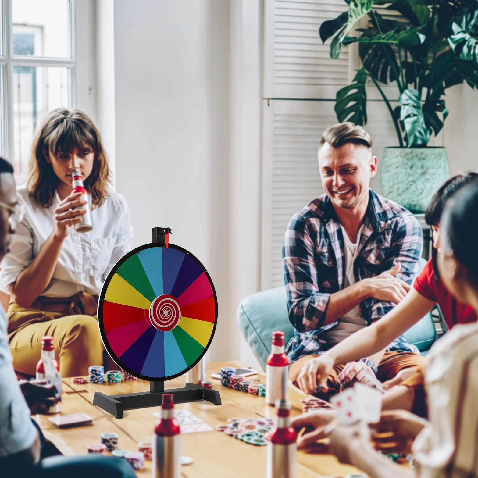 CPROSP Ruleta de la Fortuna 46cm 18'' con 14 Ranuras Personalizables Spinning Prize Wheel Trípode Metálico