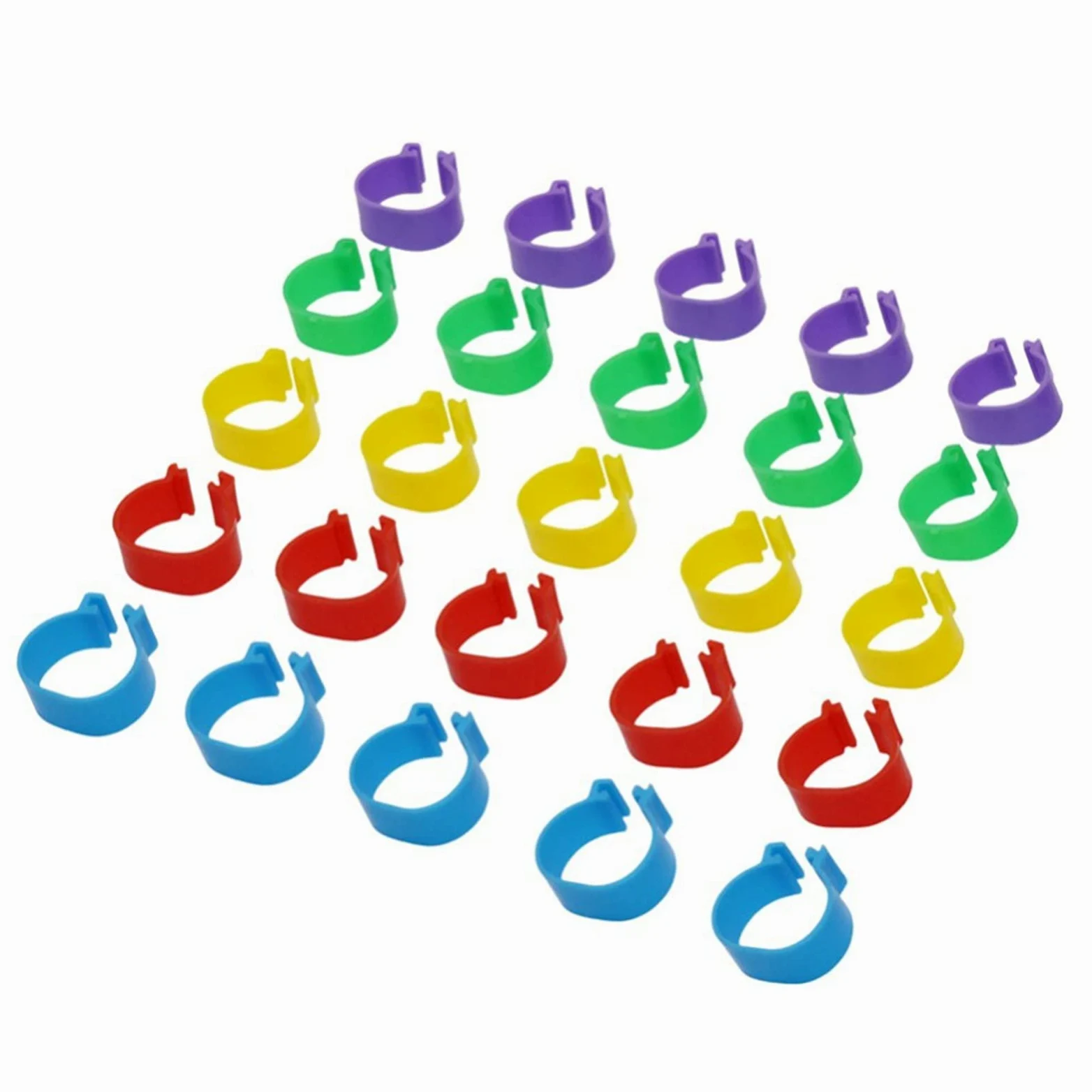Bandas de identificación de aves de corral, anillos de plástico duraderos, paquete de 100 unidades para pollos y palomas, fáciles de usar y coloridos, ideales para pájaros de granja y patio trasero