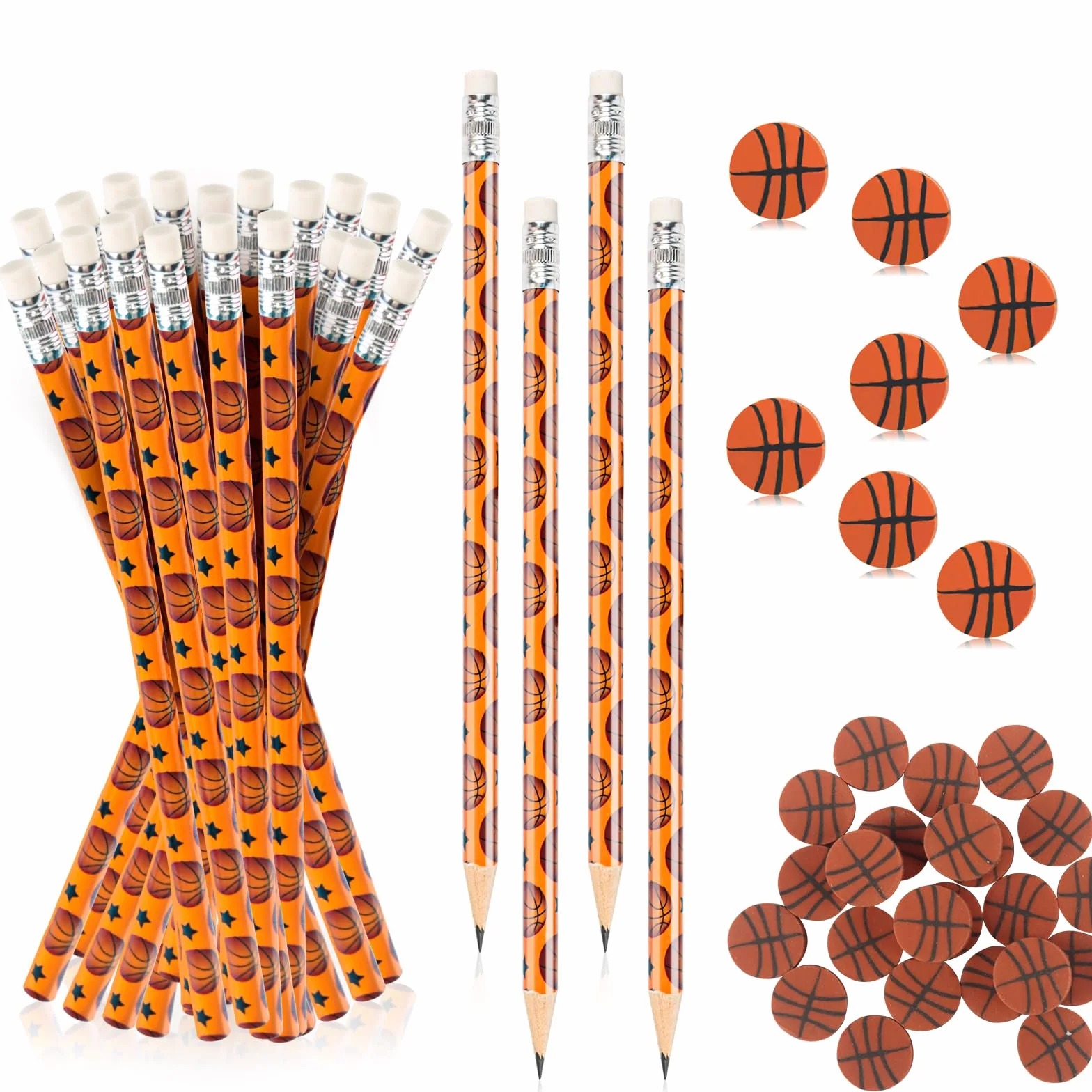 Baloncesto Fiesta Regalos 48Pcs Set Material Escolar Deportes Cumpleaños Niños con Lápices Gomas