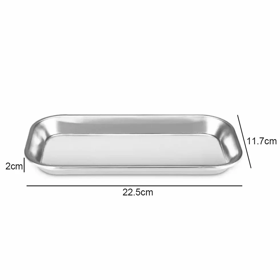 LATRAT 4 bandejas rectangulares de acero inoxidable para laboratorio