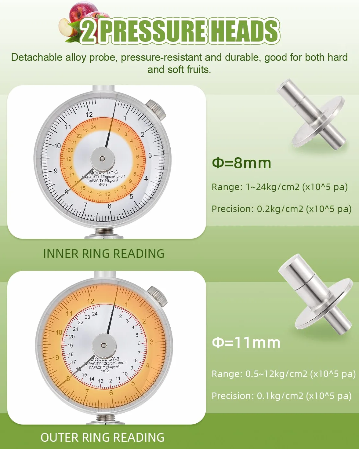 NEWTRY GY-3 - Penetrómetro de firmeza de fruta para determinar el nivel de madurez de la fruta (GY-3)
