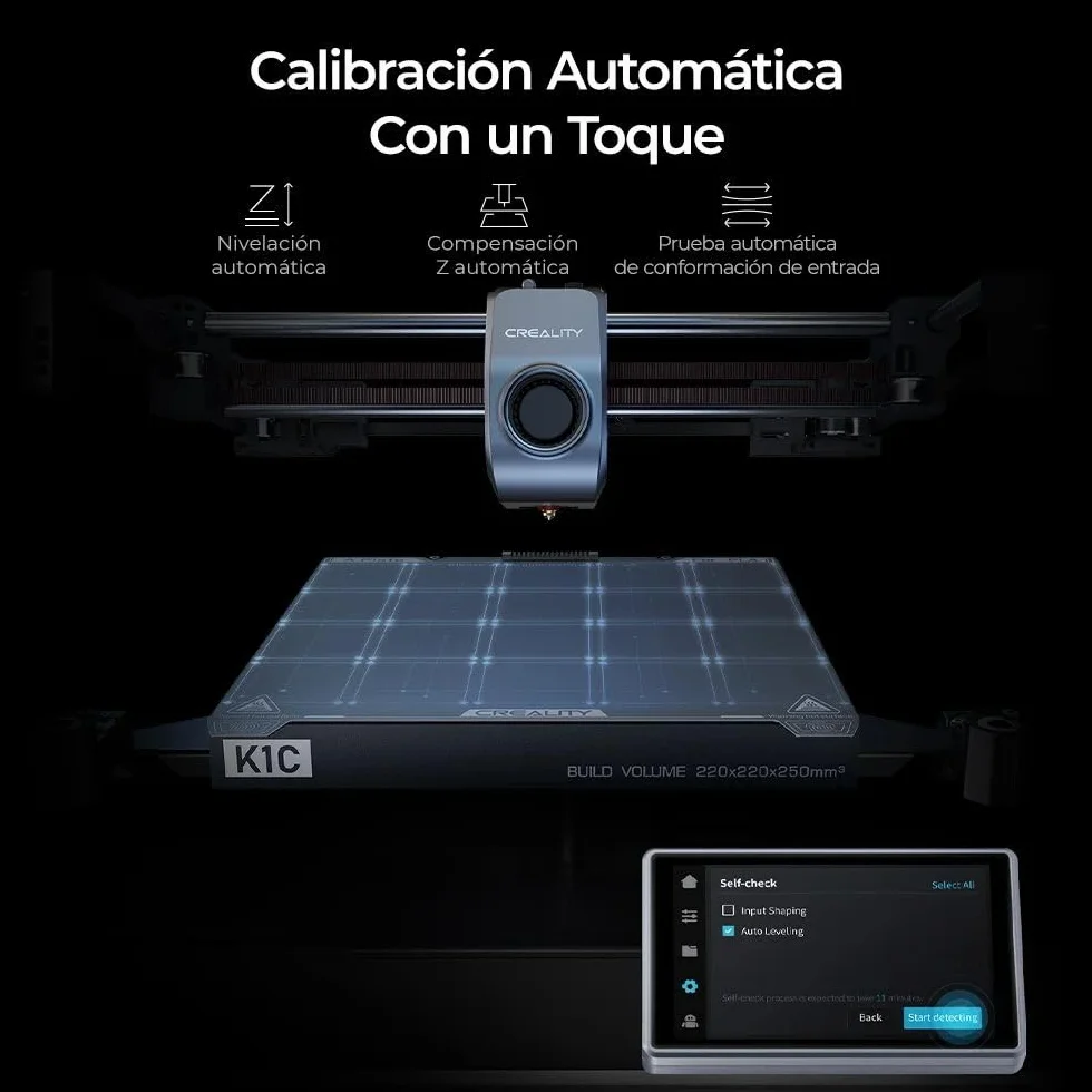 Creality K1C Impresora 3D de 600mm/s Alta Velocidad impresión con cámara AI, Actualización K1,Nivelación Automática y Continuar Imprimiendo Automáticamente,220x220x250mm