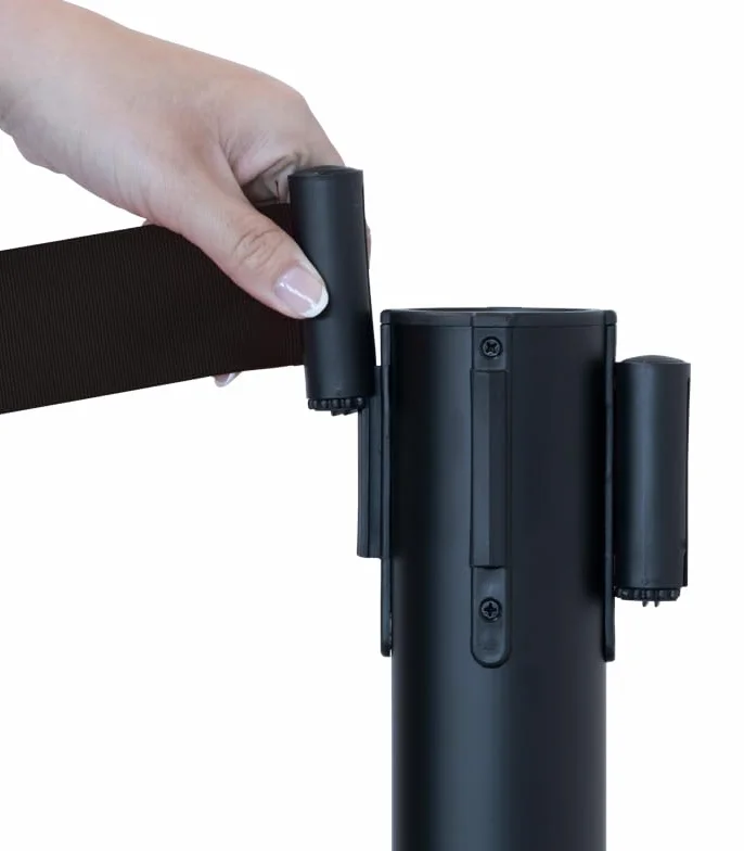 Pack 2 Postes Separadores con Cinta Extensible Catenarias 32cm x 2m Negro