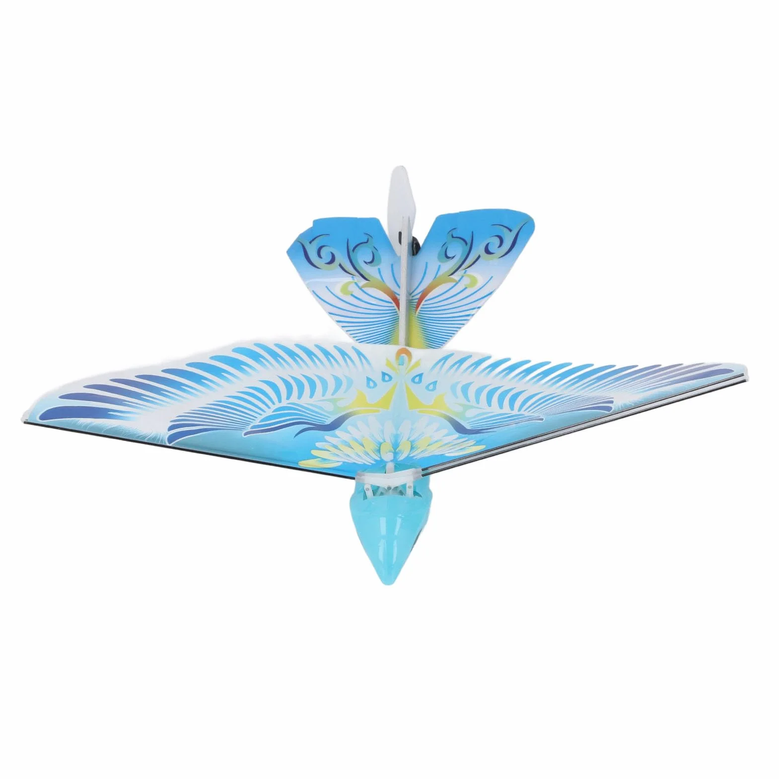 Juguete volador de pájaros teledirigido RC, 2,4 GHz, carga USB, alas batientes biónicas LED, azul