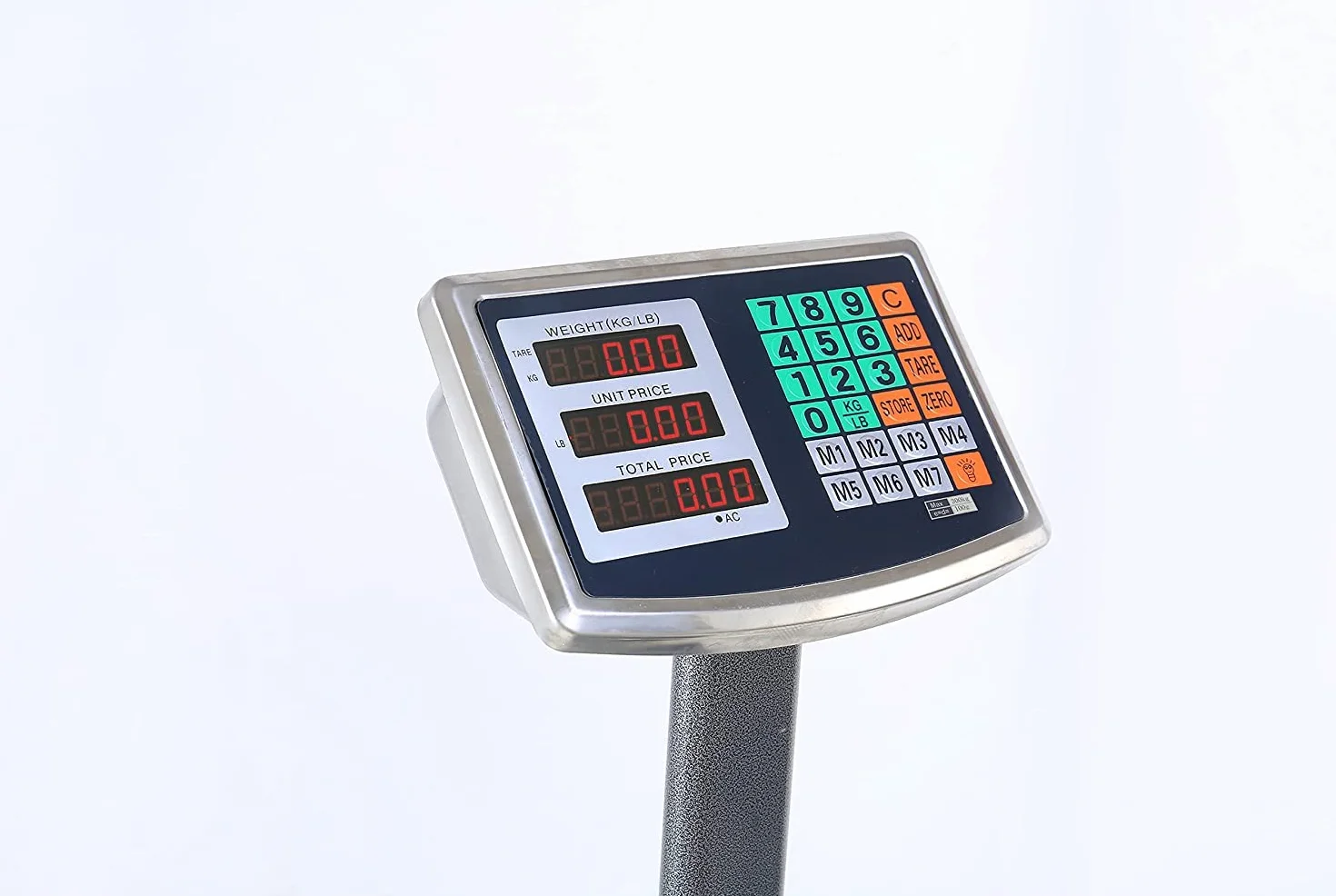 Báscula Industrial de Plataforma 300 kg Digital Acero Inoxidable 50×40 cm Precisión 100 g Pantalla LED Roja Batería Recargable